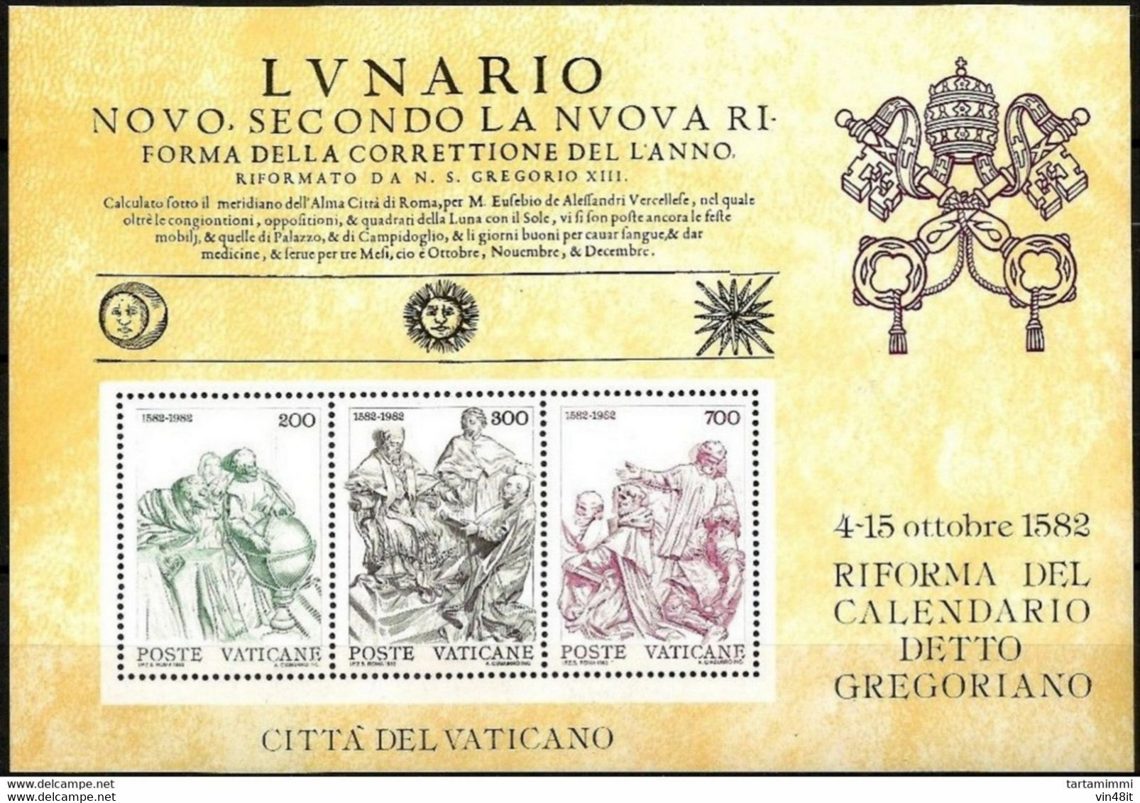 1982 - VATICANO -  CENTENARIO DELLA RIFORMA DEL CALENDARIO GREGORIANO -  FOGLIETTO CON 3 VALORI  - NUOVI - - Altri & Non Classificati