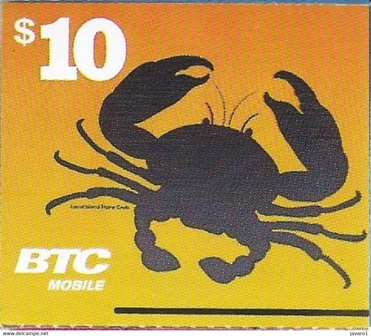 BTC : BAHR12 $10 Crab   (white Logo) No Text USED Exp: 30 NOV 19 - Bahamas