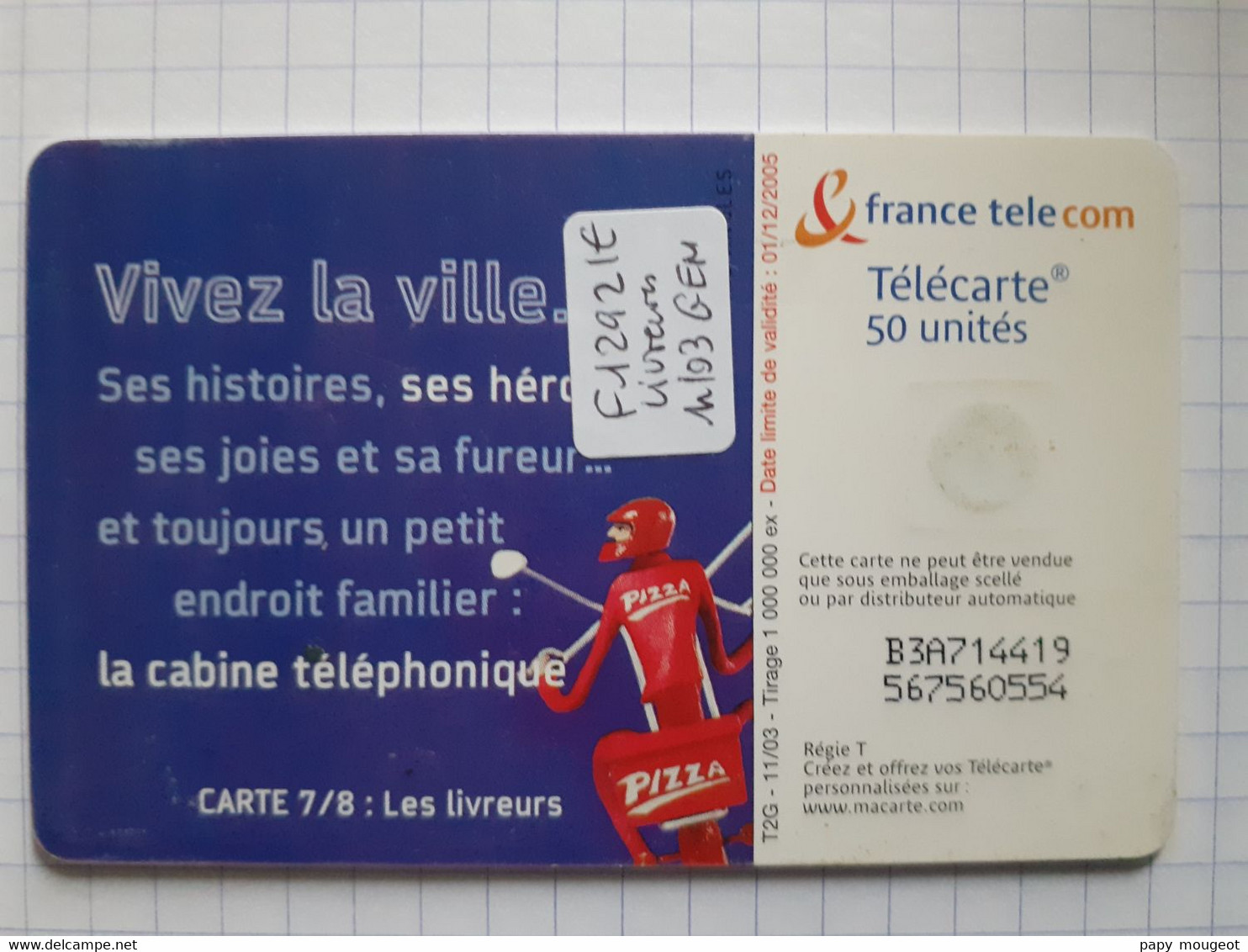 F1292E 50U GEM2 11/03 Vivez La Ville N°6/8 Les Livreurs - 2003