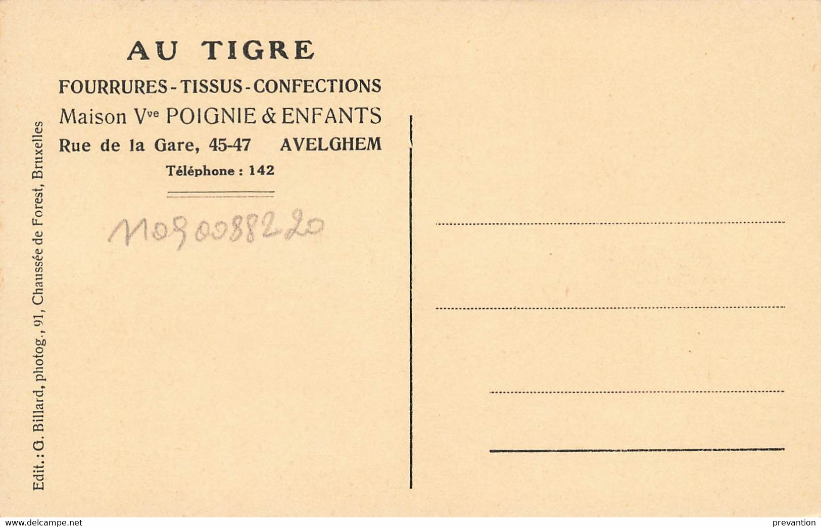 AVELGHEM - "Au Tigre" Maison Vve Poignie&Enfants - 45-47, Rue De La Gare - - Avelgem