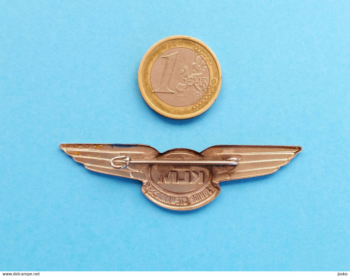 KLM (Royal Dutch Airlines) - JUNIOR STEWARDESS - Nice Large Old Pilot Wings Badge * Holland Netherlands Airline Airways - Crew Badges