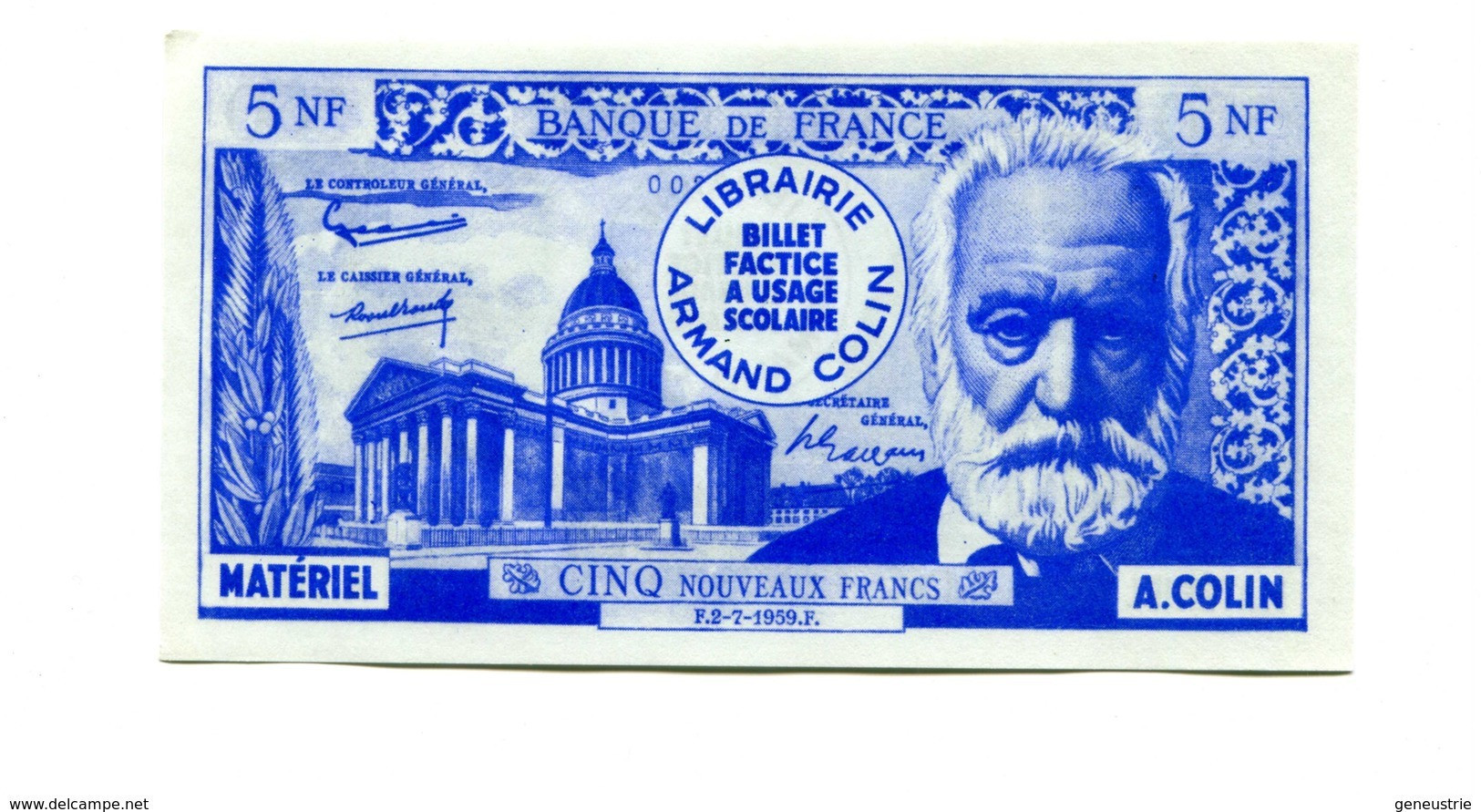 Série de 4 billets scolaires école (de 10000/100NF à 500/5NF) 1959 - Armand Colin - School bank note