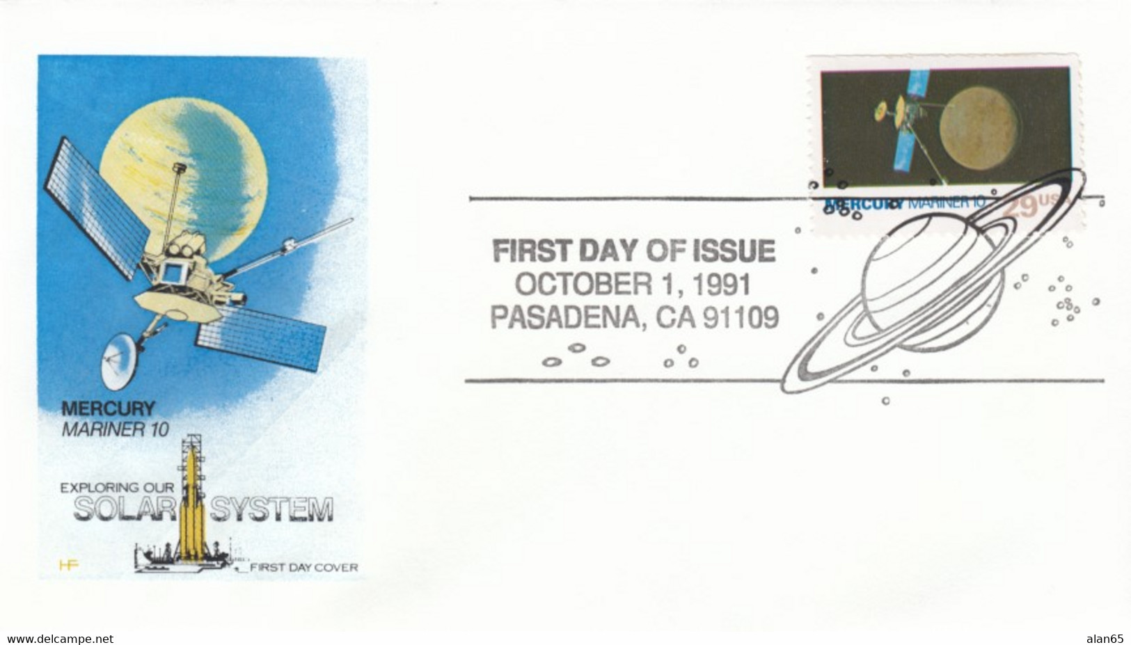 FDC Sc#2568 Planet Mercury And Mariner 10 Space Explorer Craft Image Cachet, 1991 Issue - Noord-Amerika