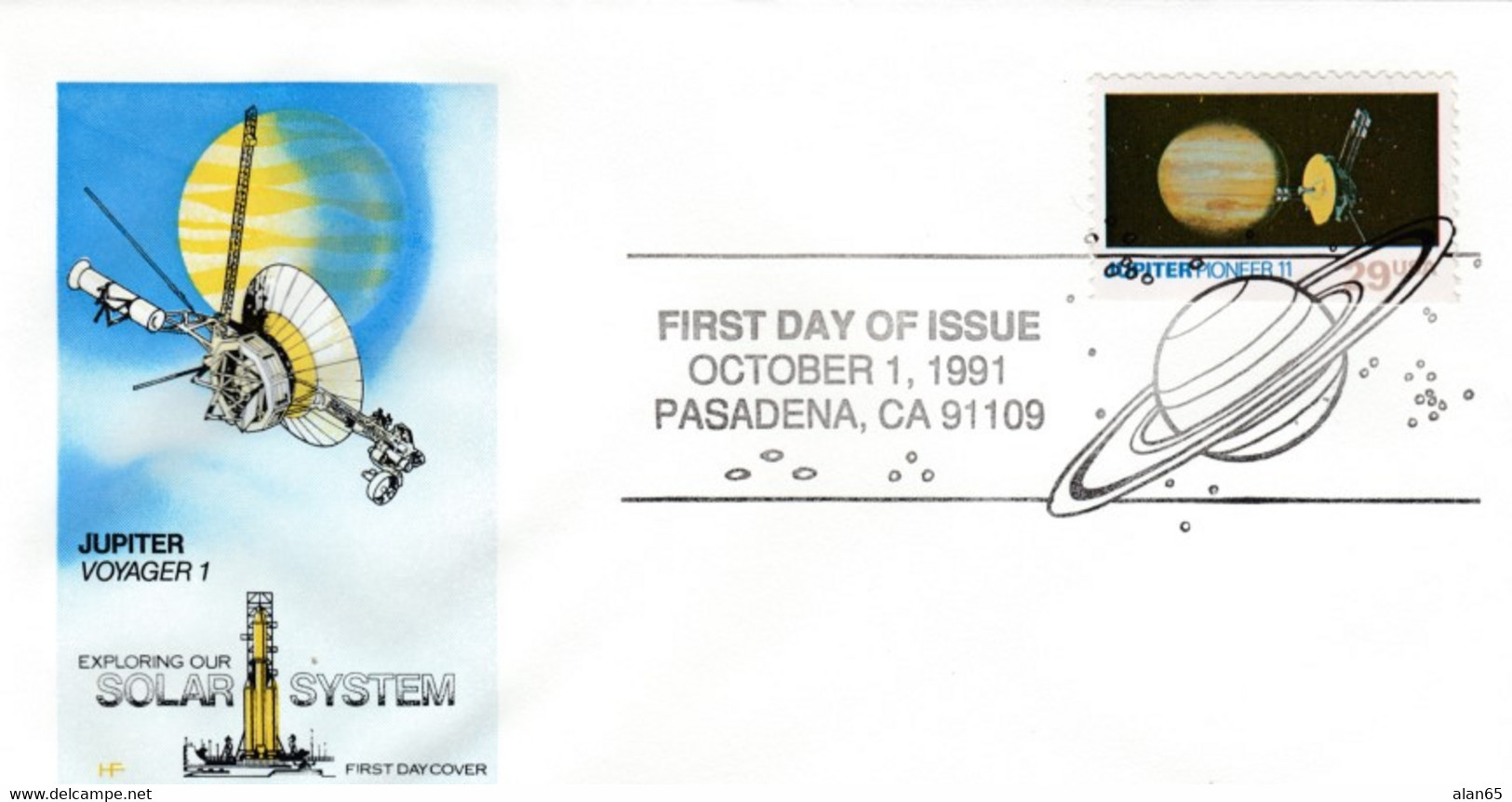 FDC Sc#2573 Planet Jupiter And Voyager 1 Explorer Craft Image Cachet, 1991 Issue - Nordamerika