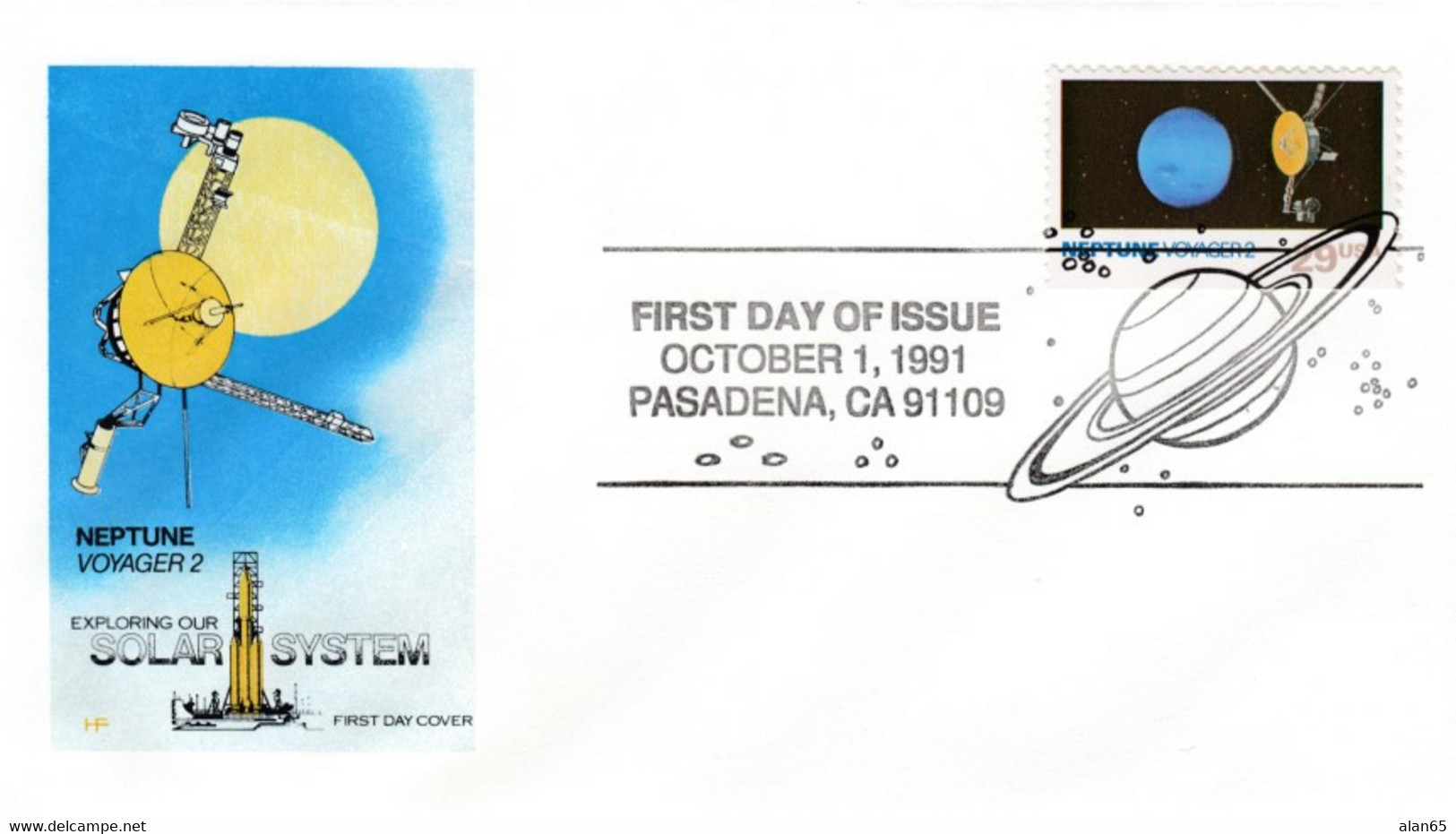 FDC Sc#2576 Planet Neptune And Voyager 2 Explorer Craft Image Cachet, 1991 Issue - America Del Nord