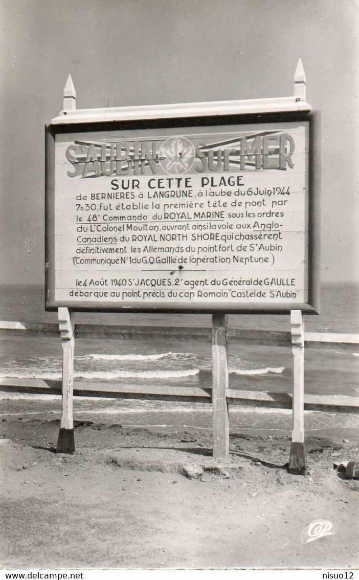 CPA - SAINT-AUBIN-sur-MER - La Plaque Commémorative. - Saint Aubin