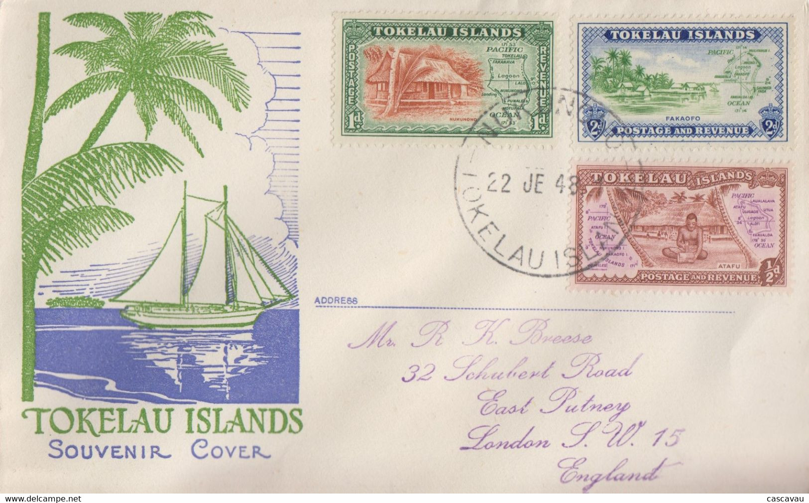 Enveloppe  FDC  1er  Jour    TOKELAU  ISLANDS   1948 - Tokelau