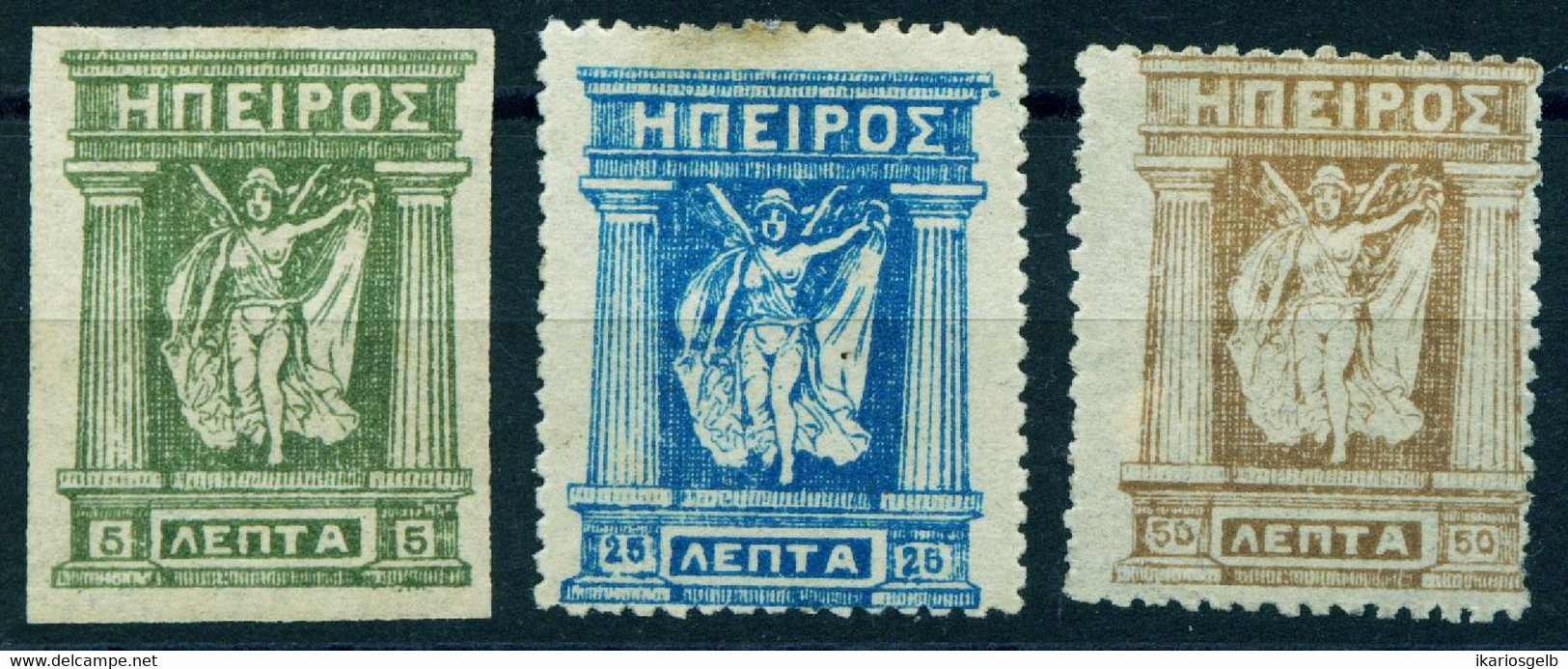 EPIRUS Republik 1914 Michel-# N.b. " 3 Pivatmarken Nichtamtlich Michel Erwähnt * Falzreste " Griechenland Albanien - Local Post Stamps