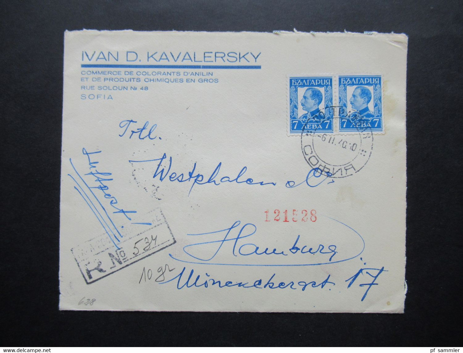 Bulgarien 1940 Luftpost Einschreiben  OKW Zensur /Mehrfachzensur / Zensurstereifen Geöffnet Stp. HH Einschreibzustellung - Cartas & Documentos