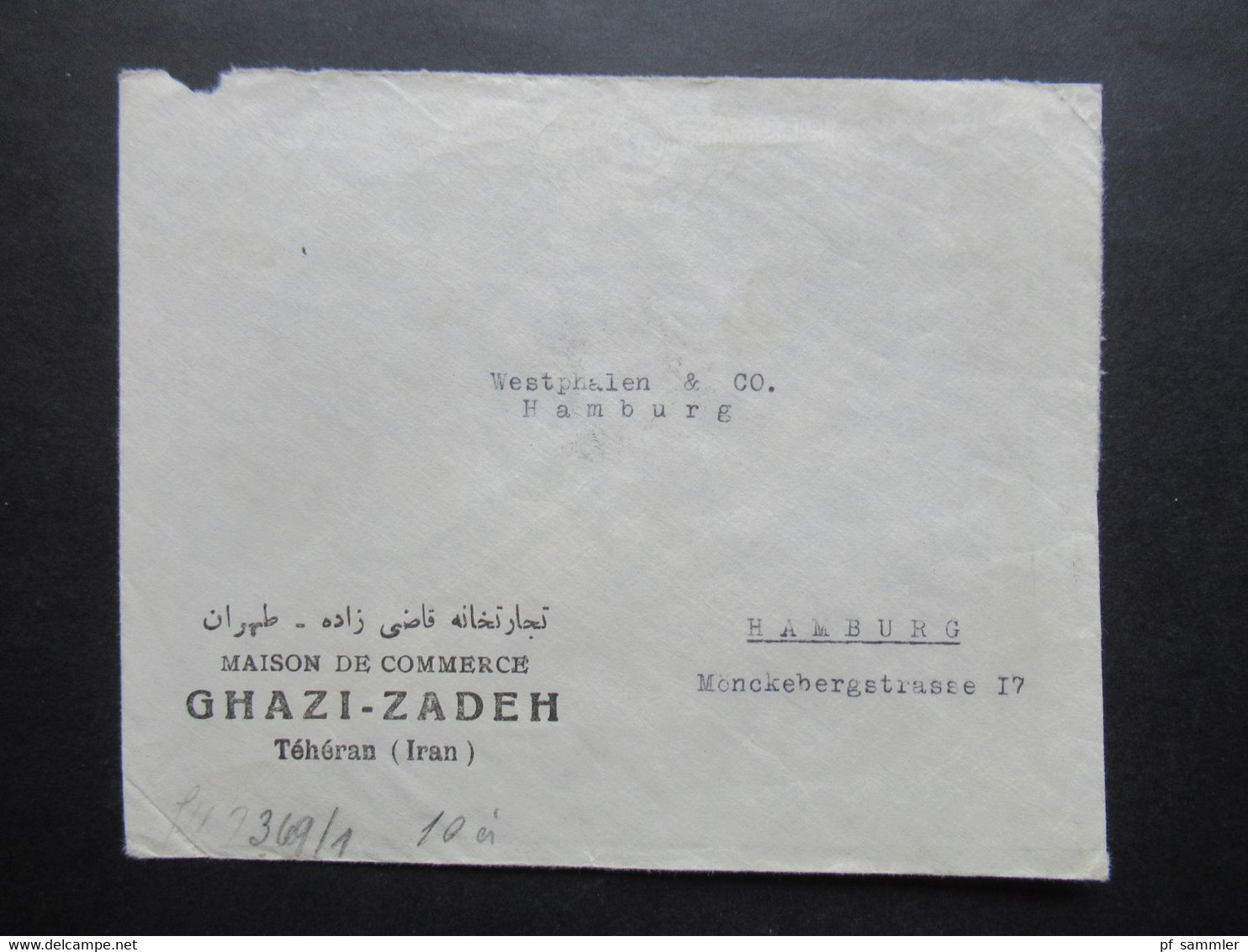 Iran Um 1940 OKW Zensur / Zensurstreifen Geprüft Umschlag Maison De Commerce Ghazi - Zadeh Teheran (Iran) - Iran