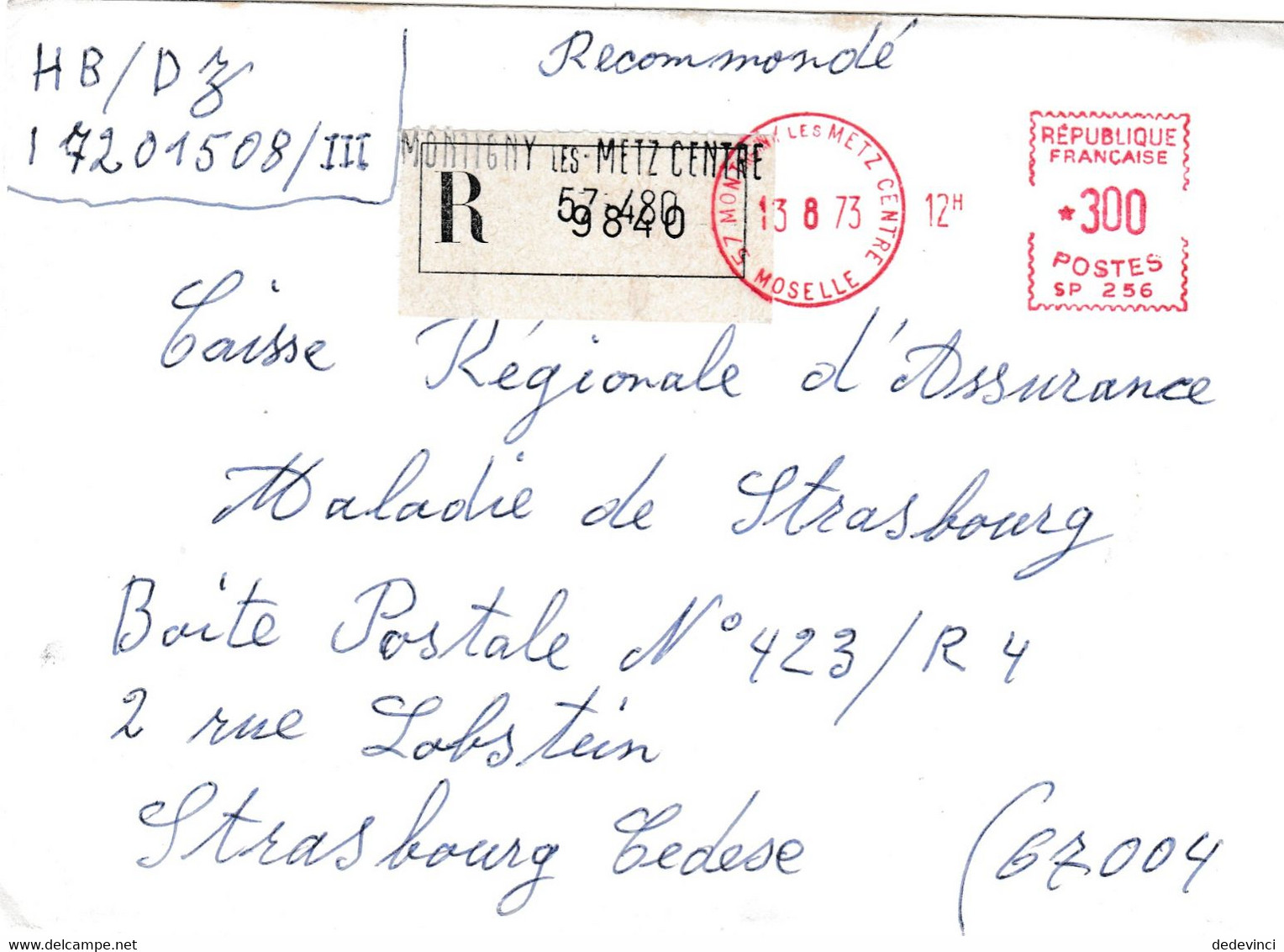 Lettre Reco : Montigny-les-Metz Centre - Specimen