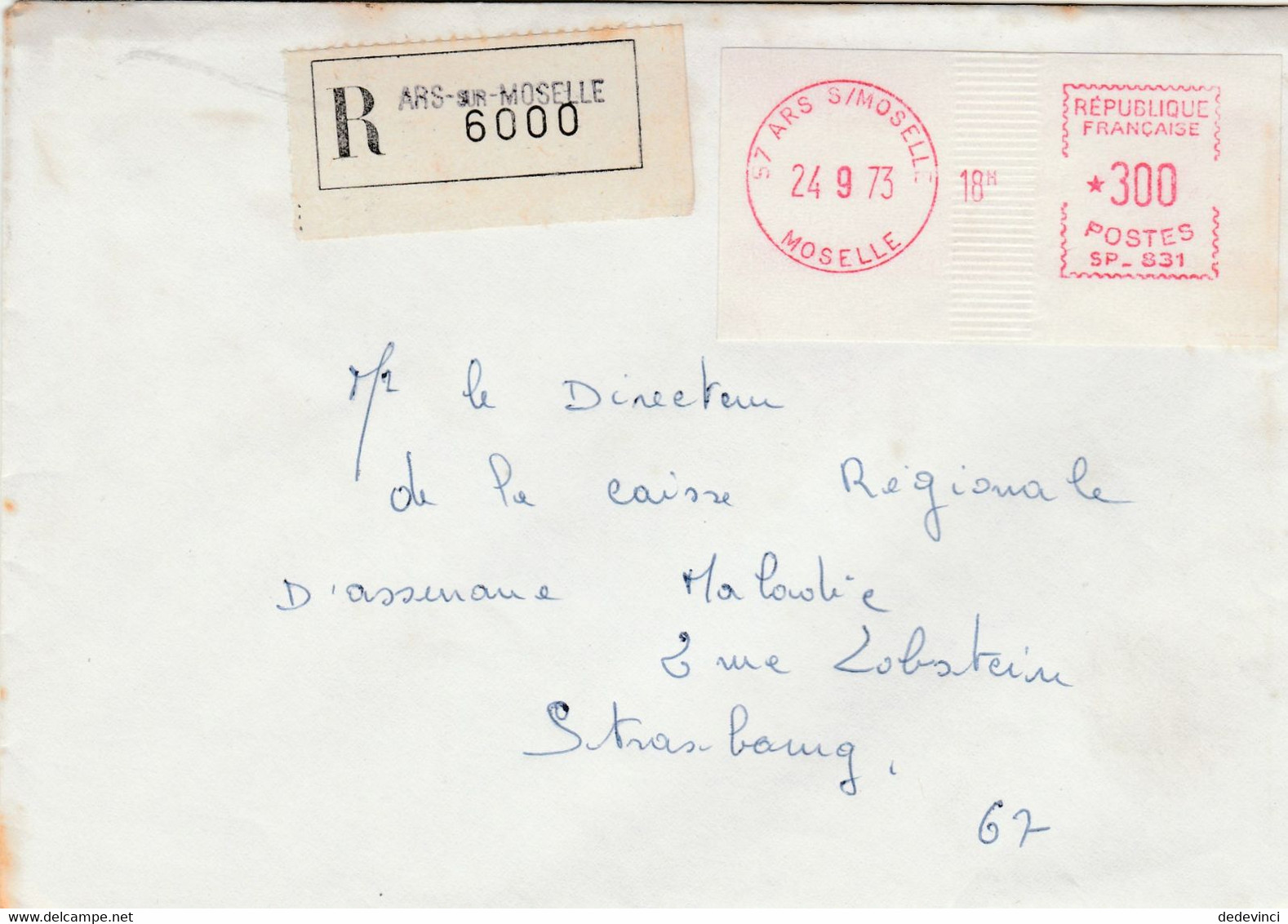 Lettre Reco :  Ars-sur-Moselle - Specimen