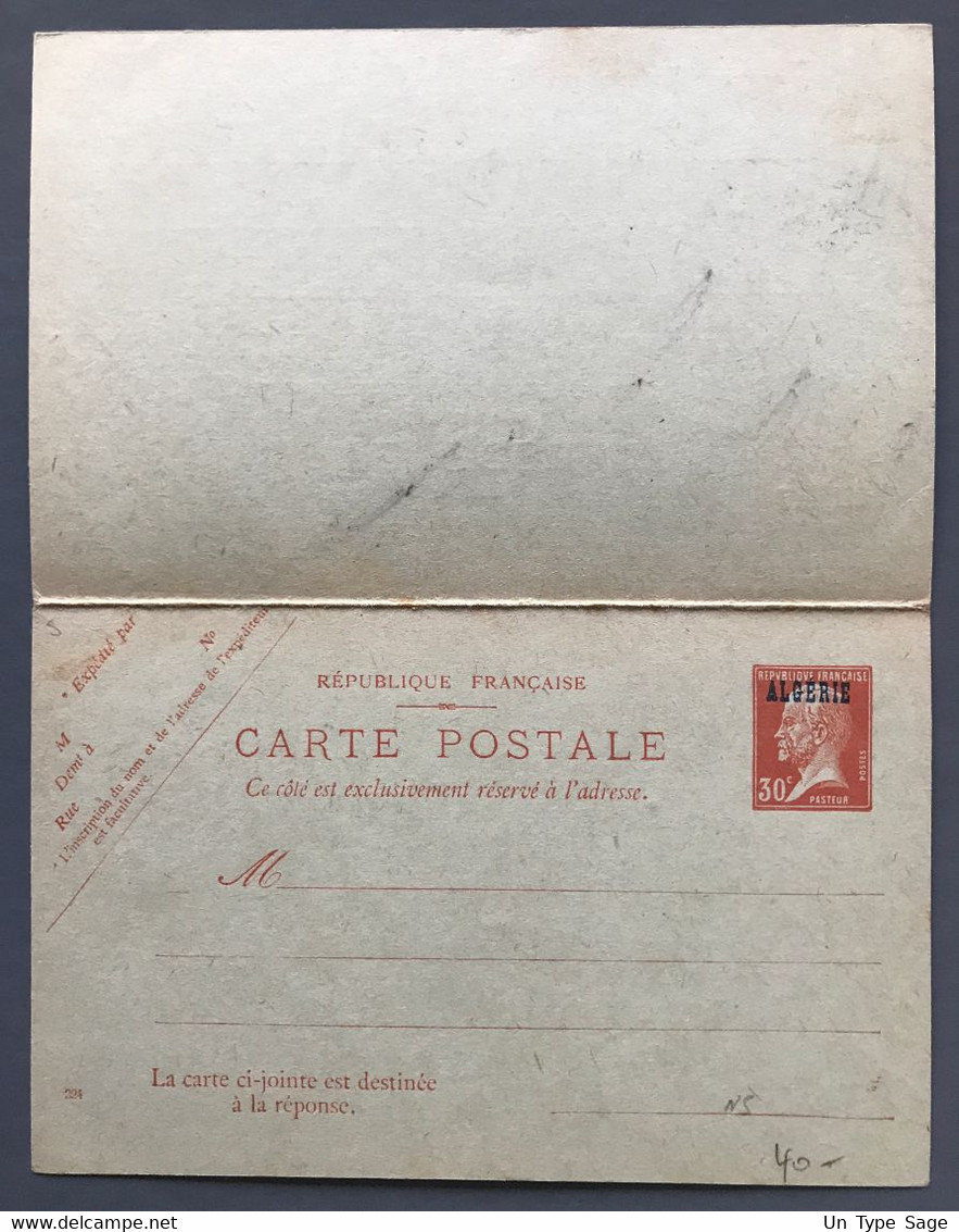 Algérie, Entier CPRP (avec Carte Réponse) Pasteur 30c. Rouge - Surcharge Algérie - Neuf - (B511) - Briefe U. Dokumente