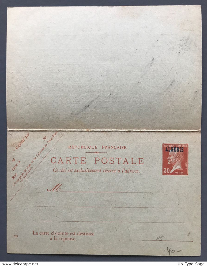 Algérie, Entier CPRP (avec Carte Réponse) Pasteur 30c. Rouge - Surcharge Algérie - Neuf - (B511) - Covers & Documents