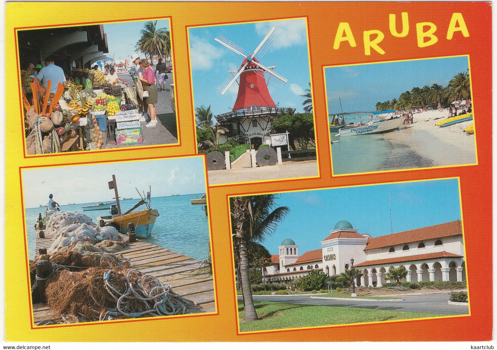 Aruba - Dutch Antilles - Images Of Aruba - (Windmill/Windmolen 'De Olde Molen' & 'Parasailing Aruba' Boat) - Aruba