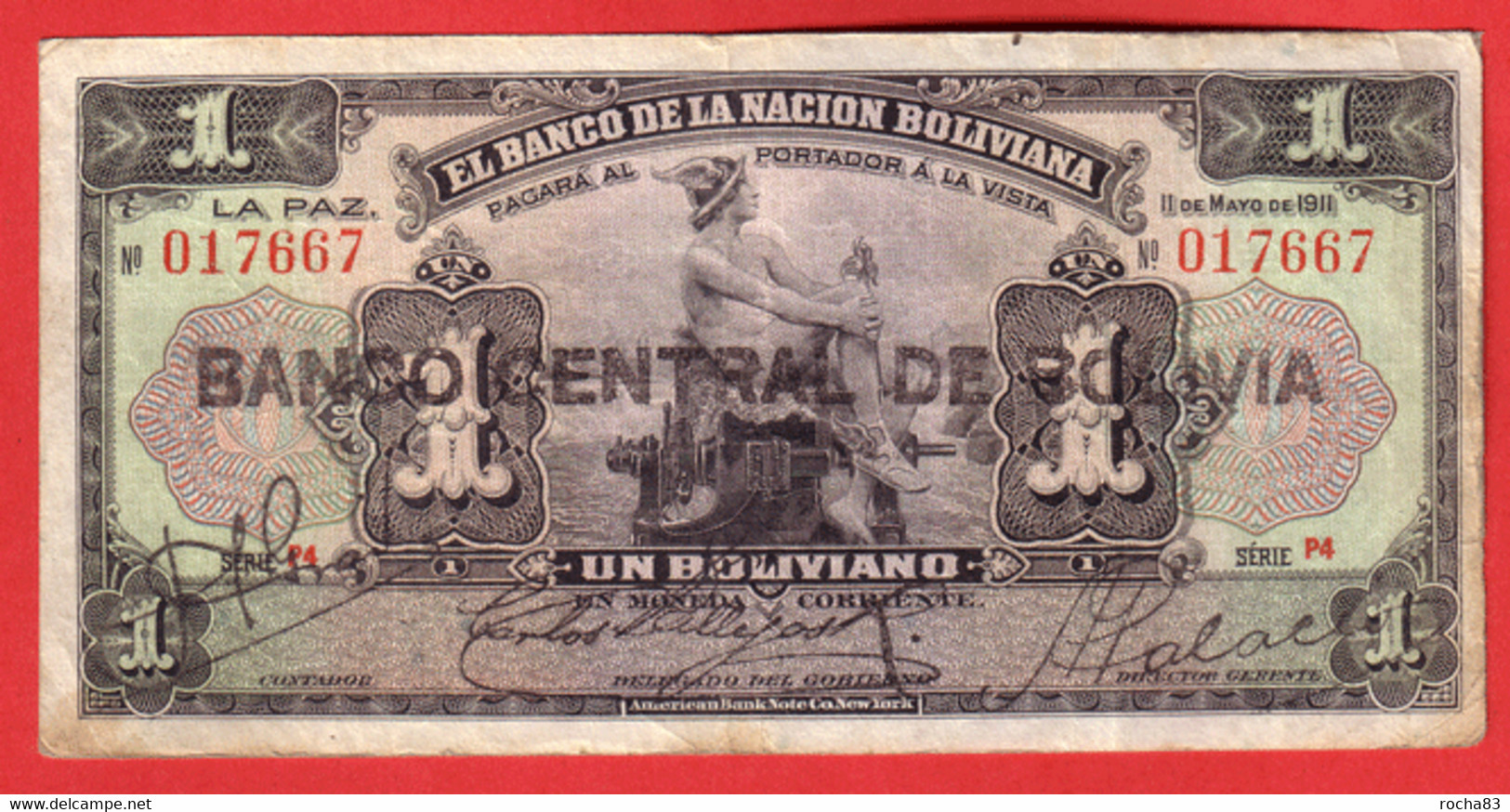 BOLIVIE - 1 Boliviano 11 Mai 1911- Pick 102b - Bolivie