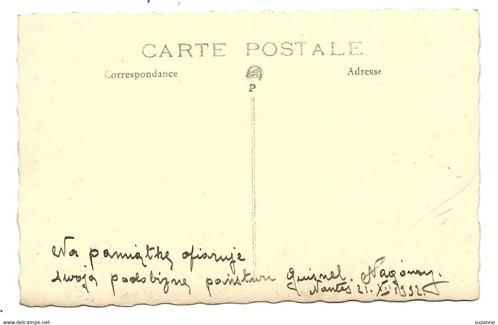 Généalogie - CARTE PHOTO D'un étranger à NANTES 1932 (nom Indiqué Au Verso) - Genealogy