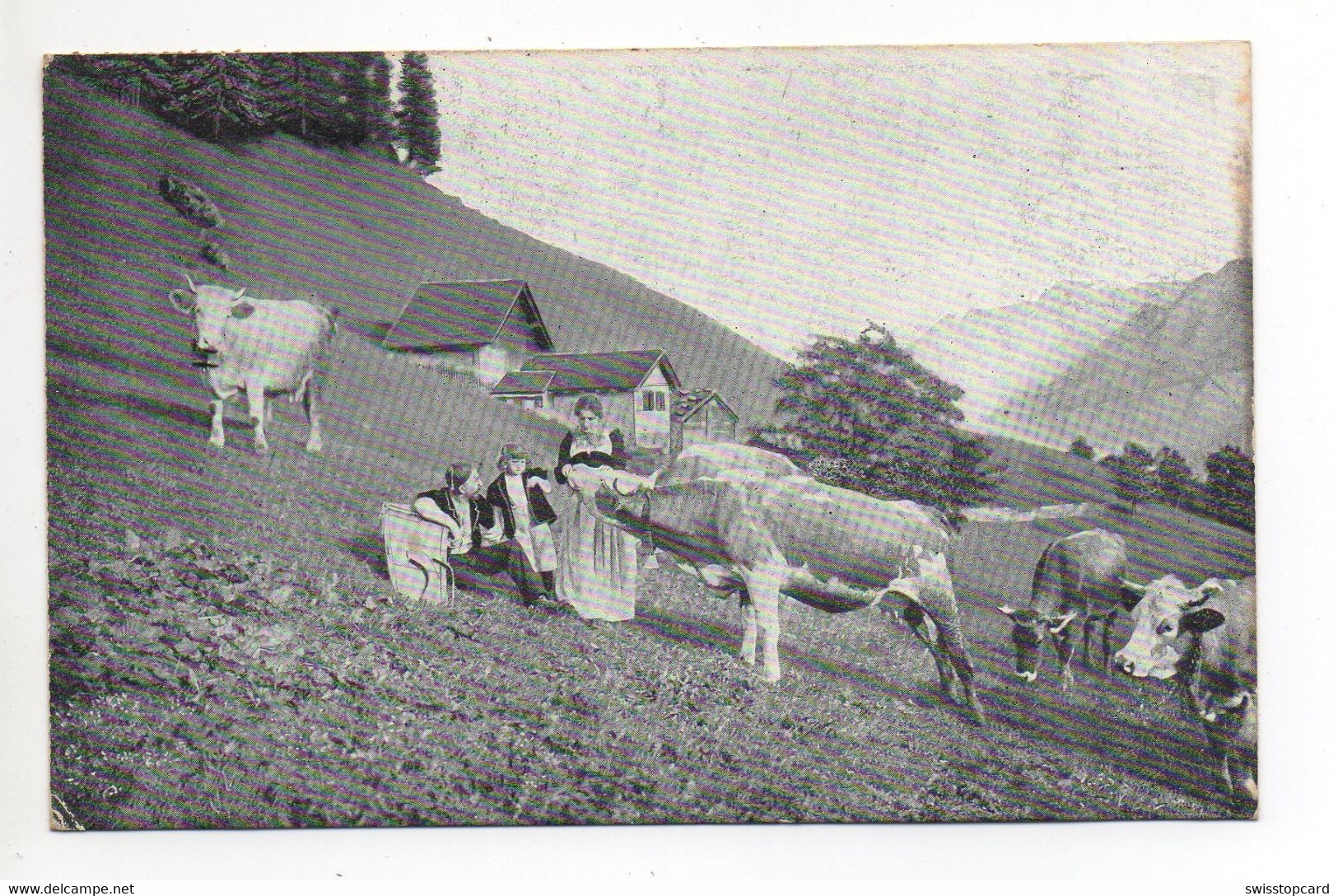 OBERWIL I.S. Landwirtschaft Bauernfamilie Mit Kühen Gel. 1905 Ambulant No. 15 N. Meisterschwanden - Schwanden Bei Brienz