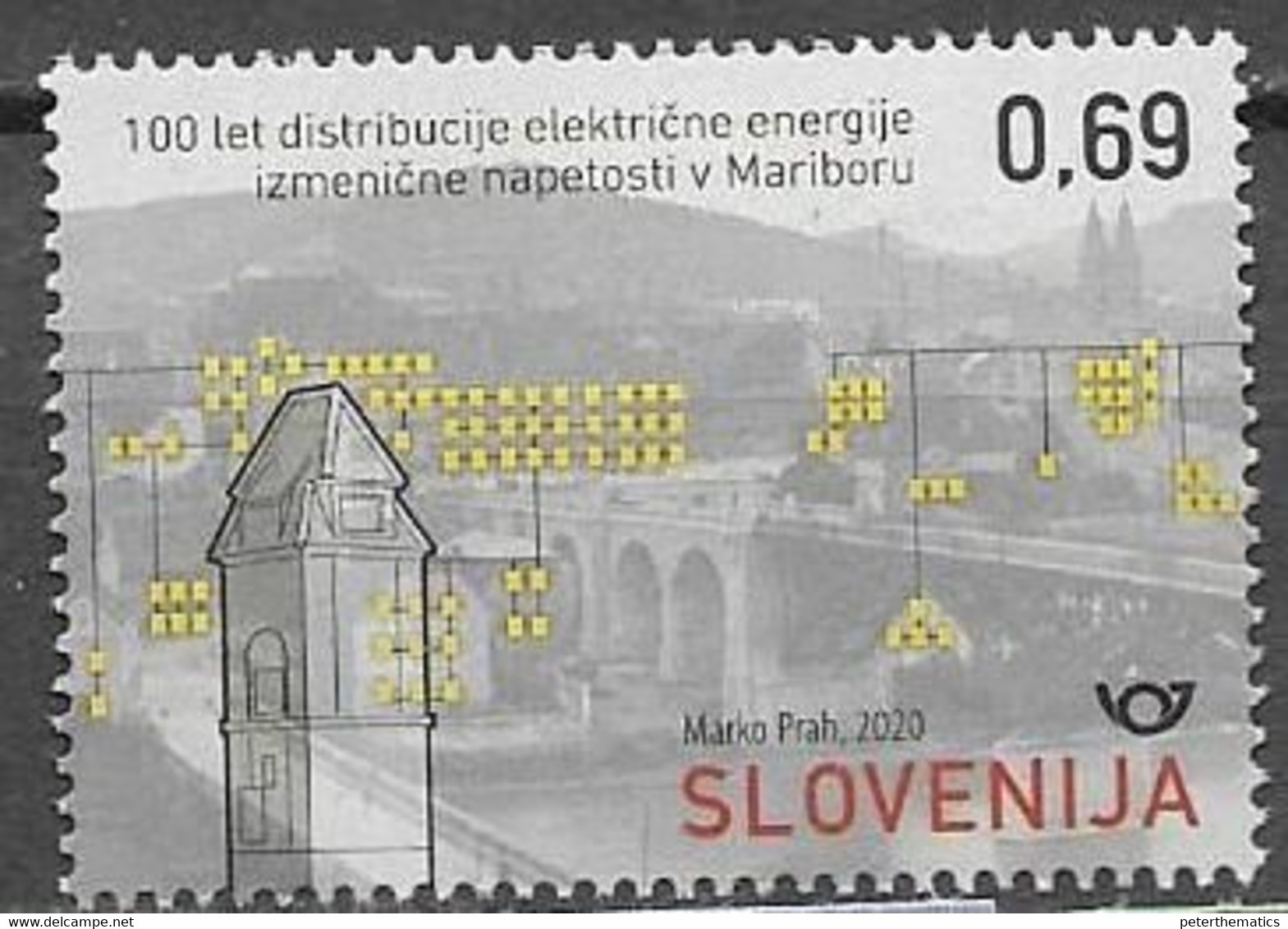 SLOVENIA, 2020, MNH, ELECTRICITY, 100 YEARS OF ALTERNATING CURRENT ELECTRICITY SUPPLY IN MARIBOR, BRIDGES, 1v - Electricity
