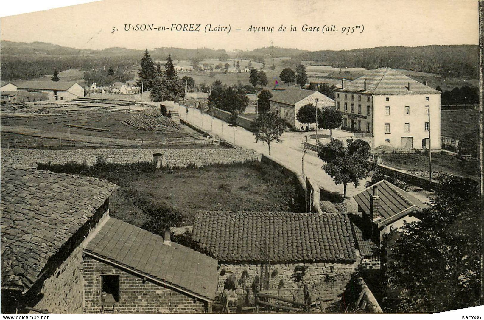 Usson En Forez * Avenue De La Gare * Café Restaurant DALUT * Chantier De Bois Scierie Métier - Saint Germain Laval