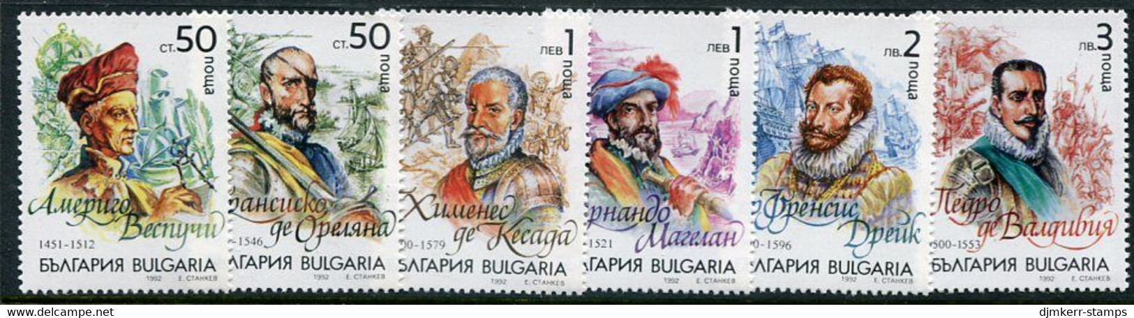 BULGARIA 1992 Explorers MNH / **.  Michel 3974-79 - Nuevos