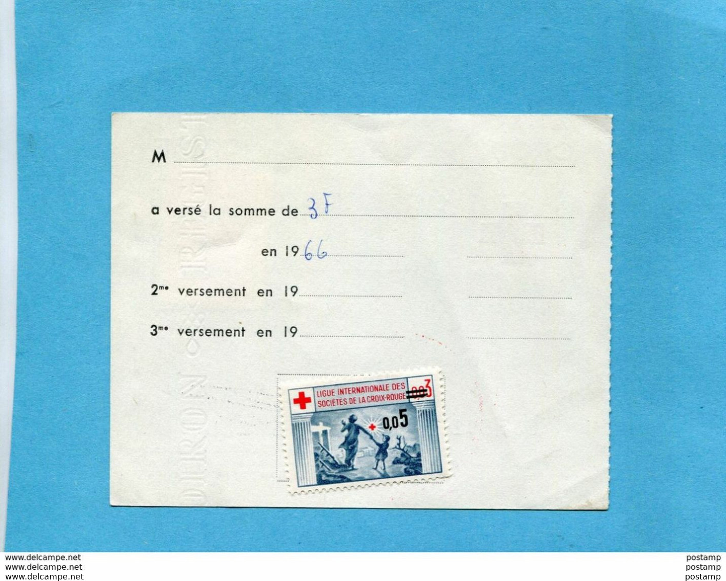 ERINNOPHILIE-Carte D'adhérent Acquitée 1966 Avec 2 Vignettes 1966+au Dos Vignette De La Ligue - Cruz Roja