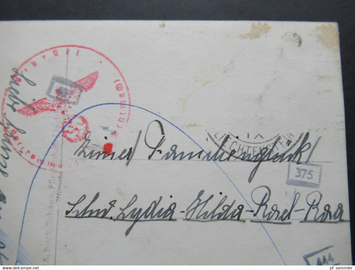 Liechtenstein Um 1940 Villenkolonie Ebenholz Vaduz Zensur Der Wehrmacht / Mehrfachzensur / Zensurstempel - Liechtenstein