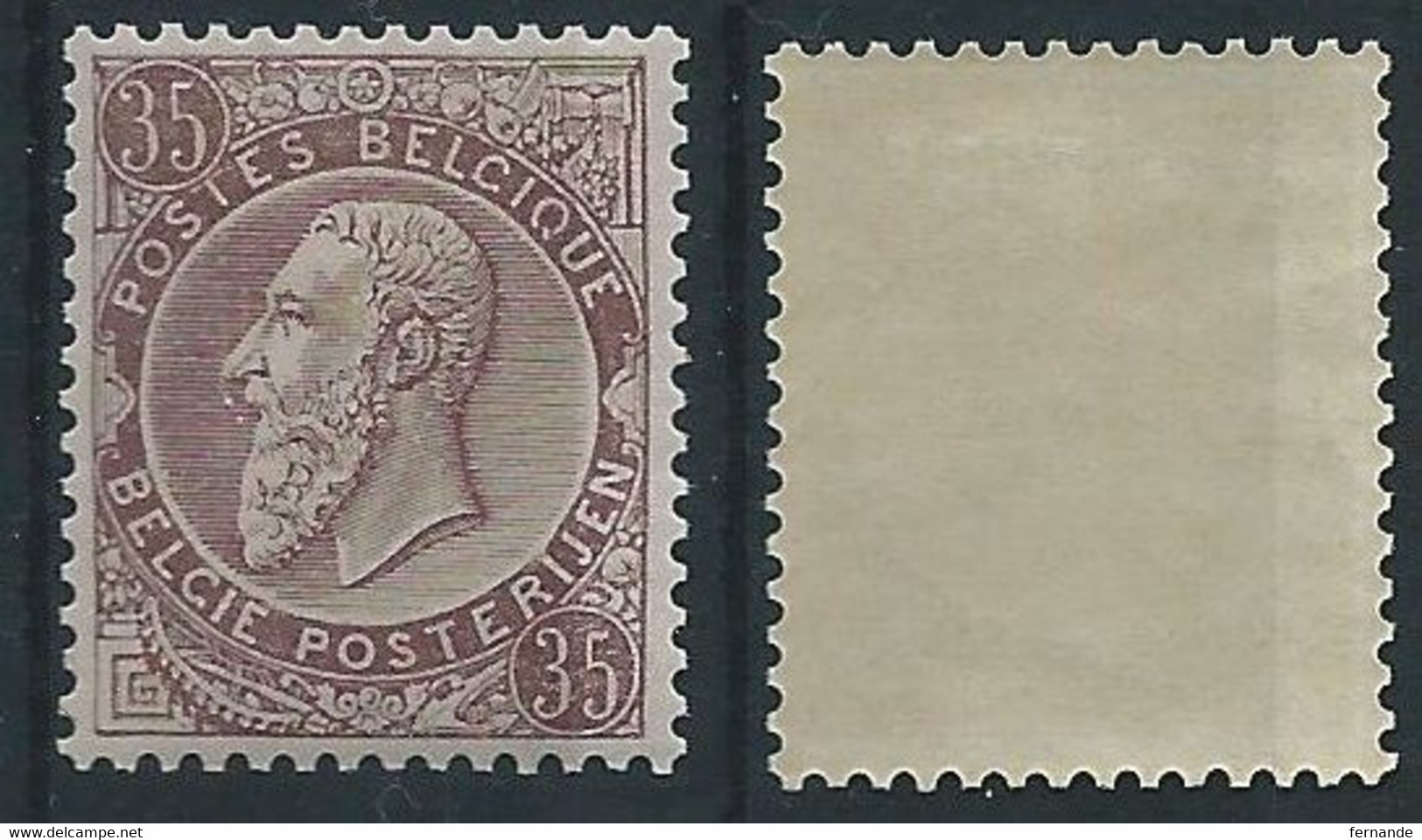 TB. Nr 49 - 35 Centimes Leopold 2 Profil à Gauche  Neufs Sans Charnière MNH - Brun Sur Chamois - 1884-1891 Leopoldo II