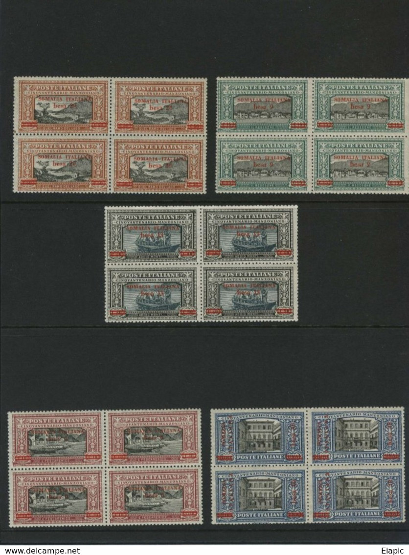 1924 SOMALIA ITALIANA Cat N.55/59 Manzoni 5 Val. In Quartina MNH - Somalia