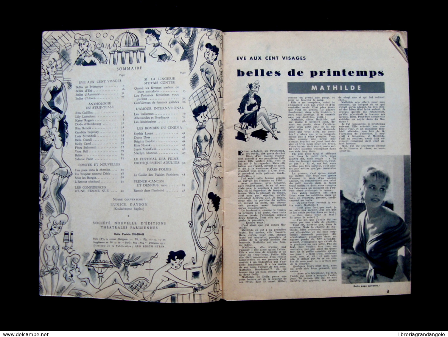 Almanach 1958 Frou Frou Paris Marilyn Mansfield  Monroe Loren - Unclassified