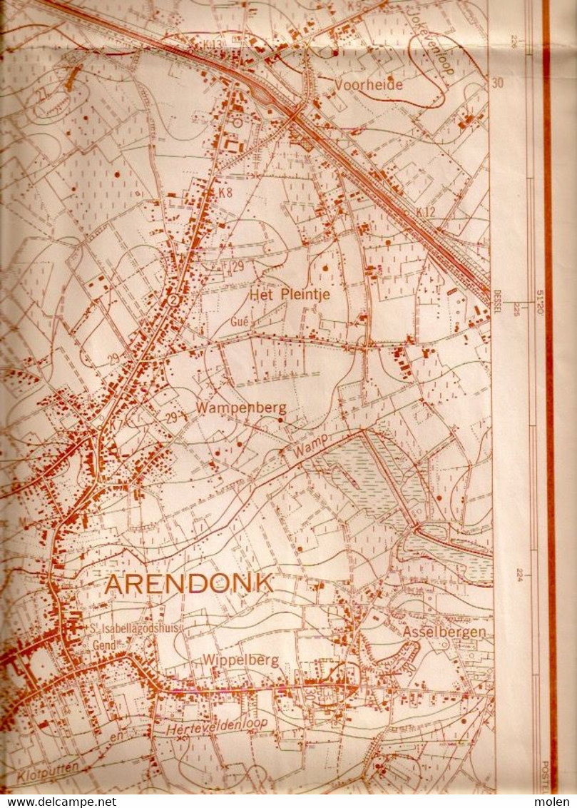 Situatie 1956 ARENDONK STAFKAART 9/5 SCHOONBROEK KORSENDONK KINSCHOT OBROEK RETIE ZWANEVEN VOORHEIDE HET-PLEINTJE S244