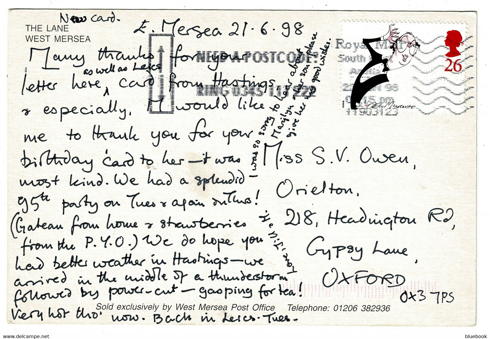Ref 1444 - 1998 Postcard - The Lane - West Mersea Near Colchester Essex - Colchester