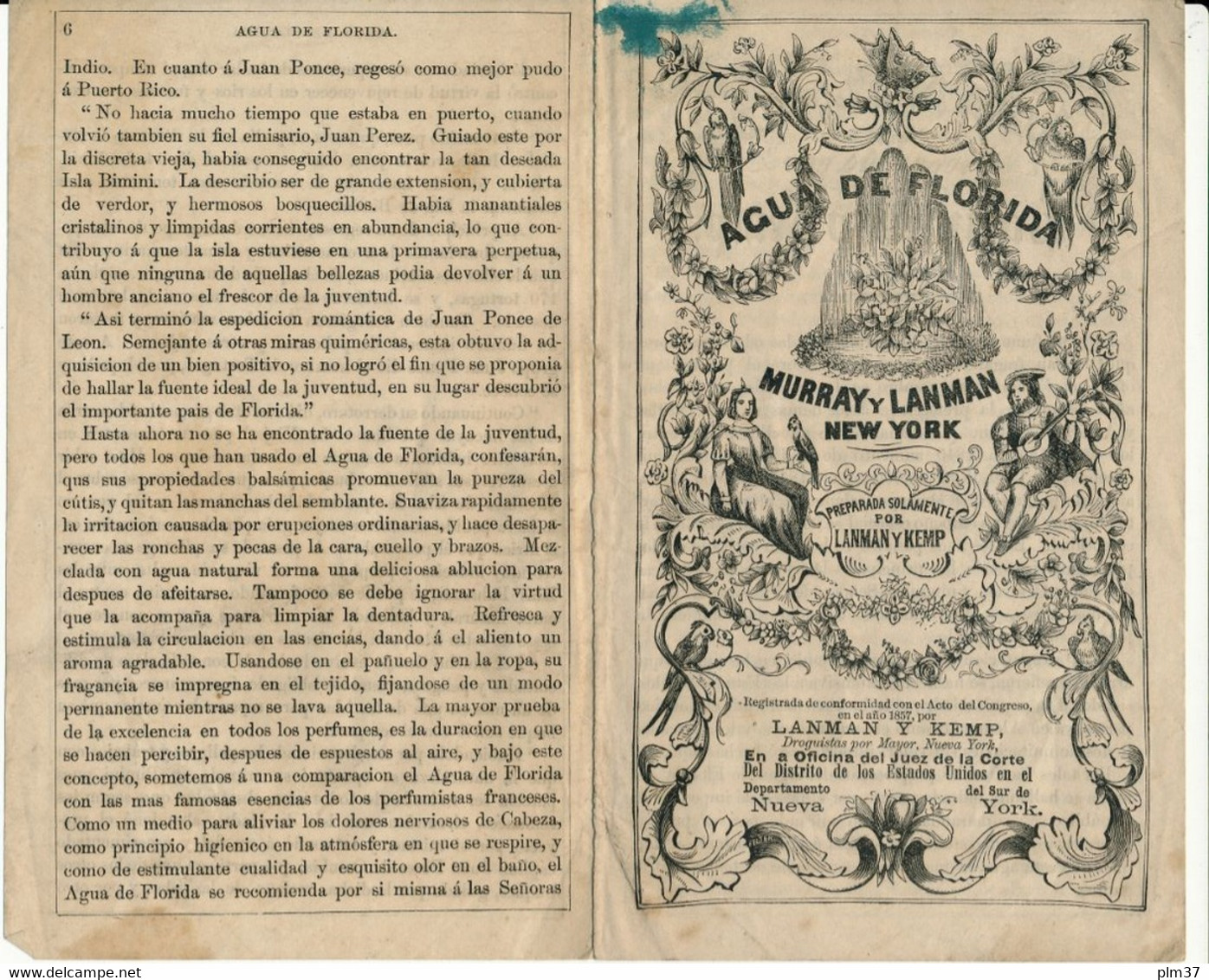 Parfum - "AGUA DE FLORIDA" -  Murray Y Lanman , NEW YORK - Etats-Unis