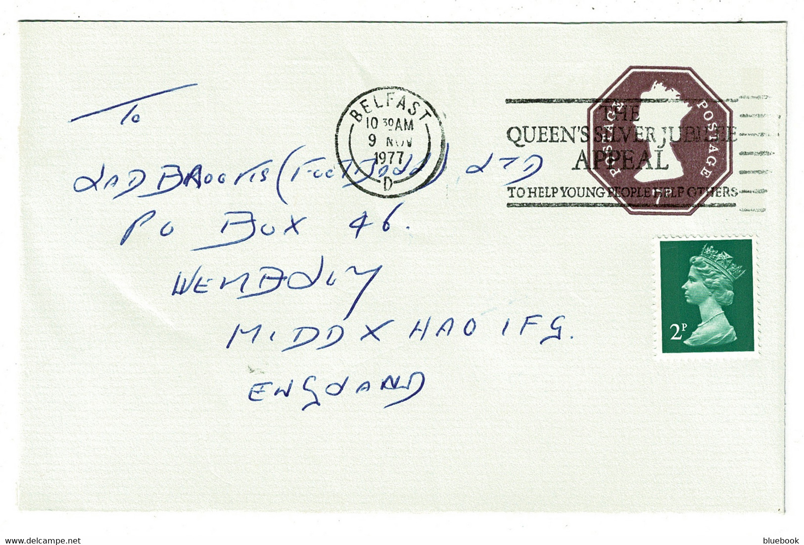 Ref 1444 - 1977 Uprated Postal Stationery Cover Belfast Jubilee Slogan Pmk Northern Ireland - Covers & Documents