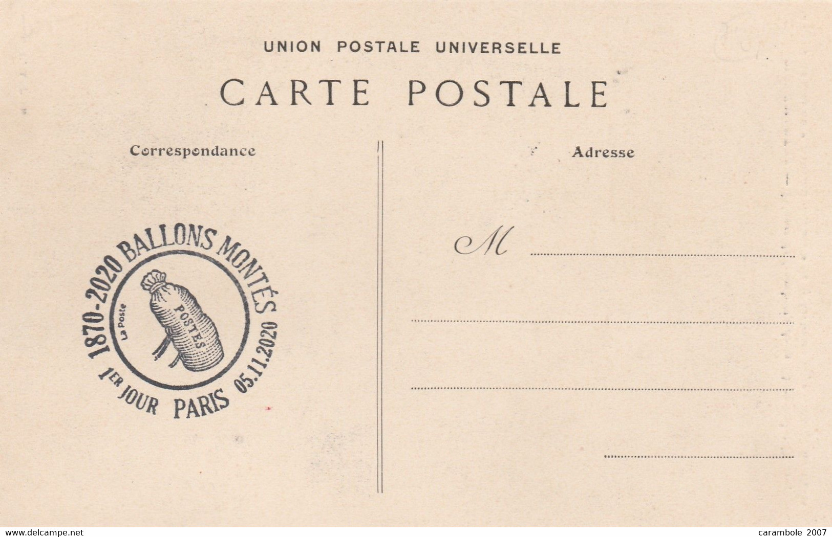 Carte Maximum - FRANCE - N° Yvert: PA 84 (Ballons Montés) Oblit. Sp. Illustrée 1er Jour 5/11/2020 - Ed. G.C.A Paris - 2010-2019