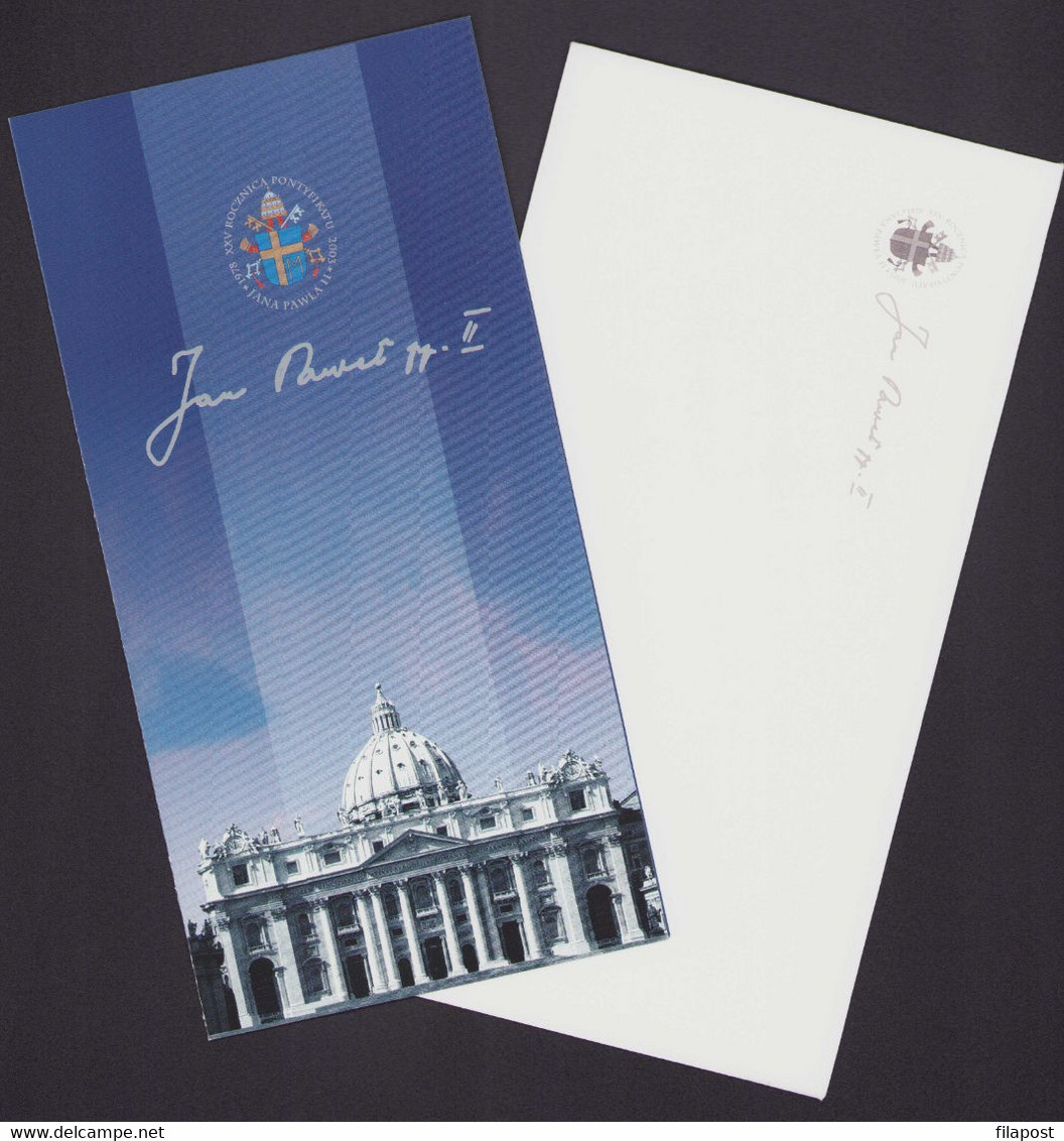 POLAND 2003 Carnet Booklet From Mi 4017 Pontificate Of Pope John Paul II Joint Issue With Vatican, On Silver F MNH** - Storia Postale