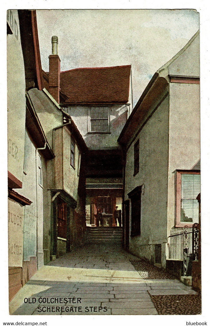 Ref 1446 - Early Postcard - Scheregate Steps - Old Colchester Essex - Colchester