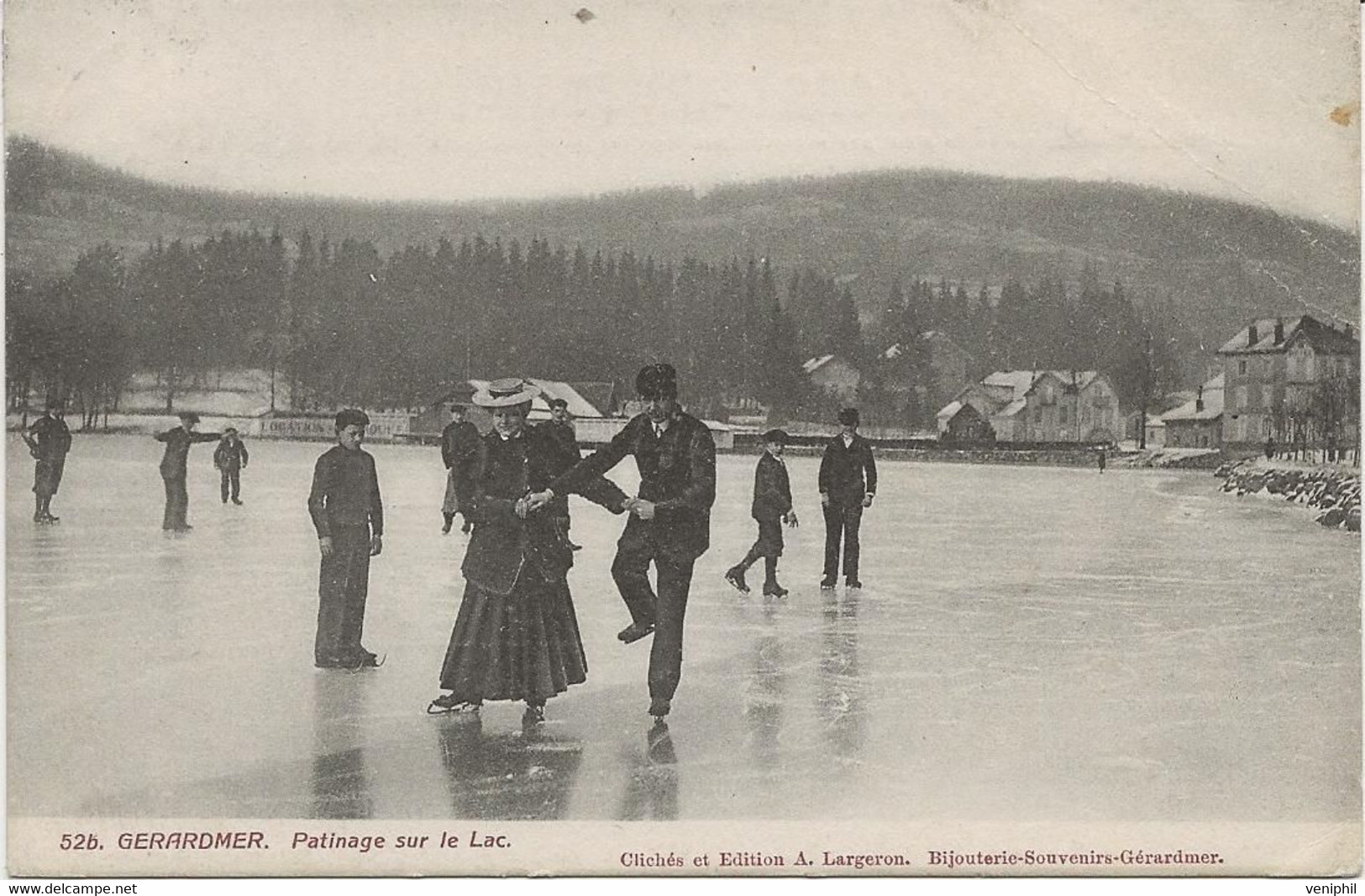 GERARDMER - PATINAGE SUR LE LAC - AU DOS CAD ALTENBERG ELSASS -1906 SUR TIMBRE ALLEMAND - Gerardmer