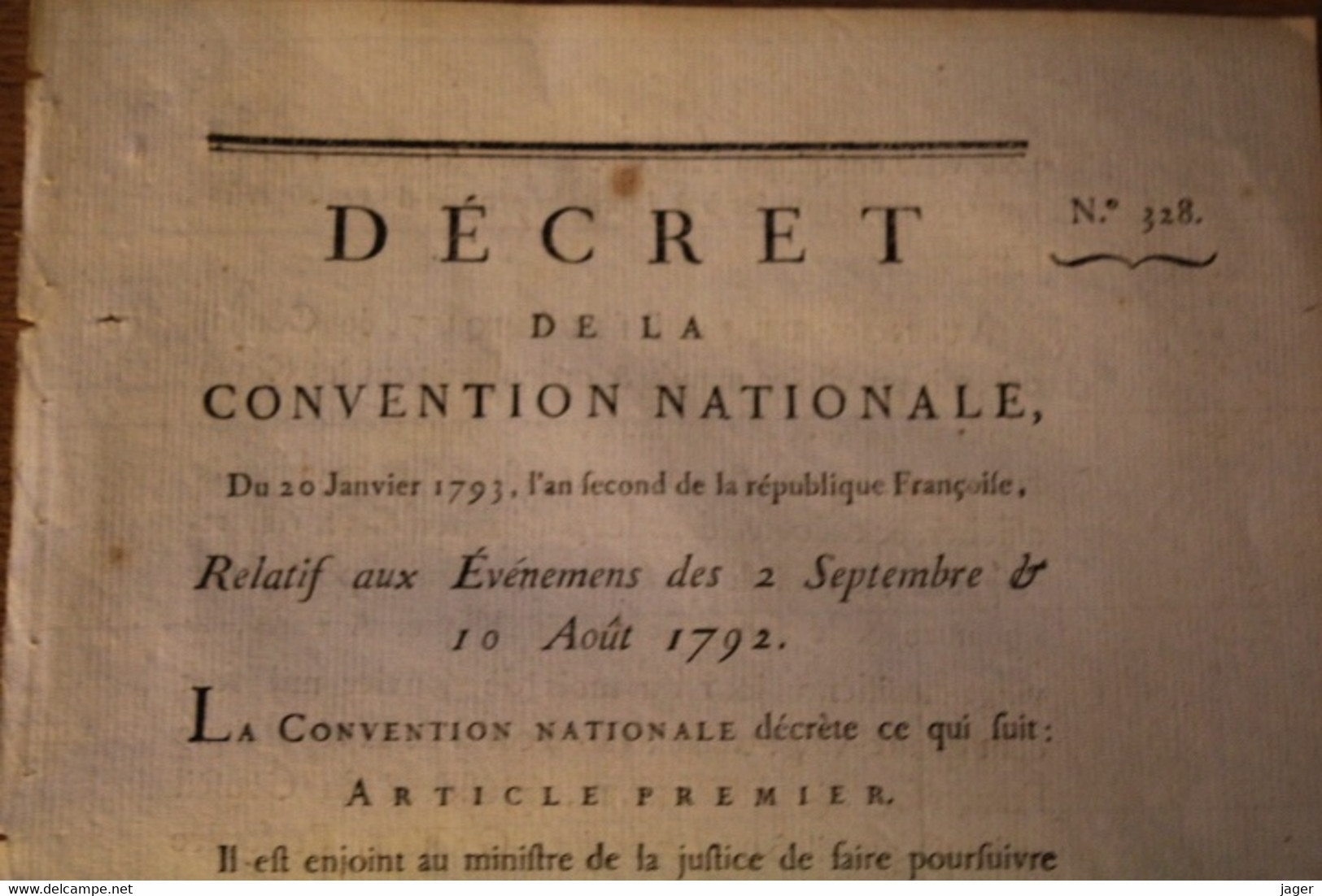 1793 Révolution  Affaires Des événements  Des 2 Septembre Et 10 Aout 1792 - Documenti Storici