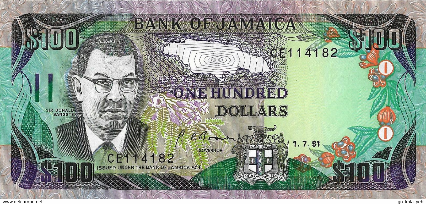 JAMAÏQUE 1991 100 Dollar - P.75a  Neuf -UNC - Giamaica