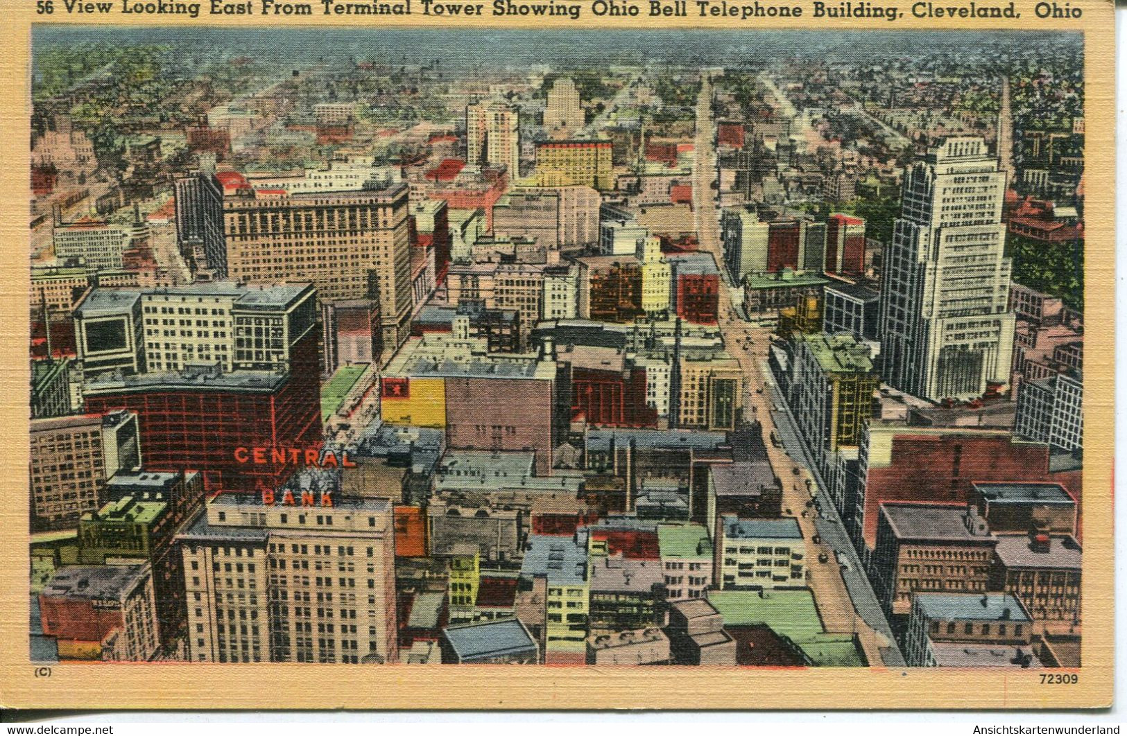 010185  View Looking East From Terminal Tower Showing Ohio Bell Telephone Building, Cleveland - Cleveland