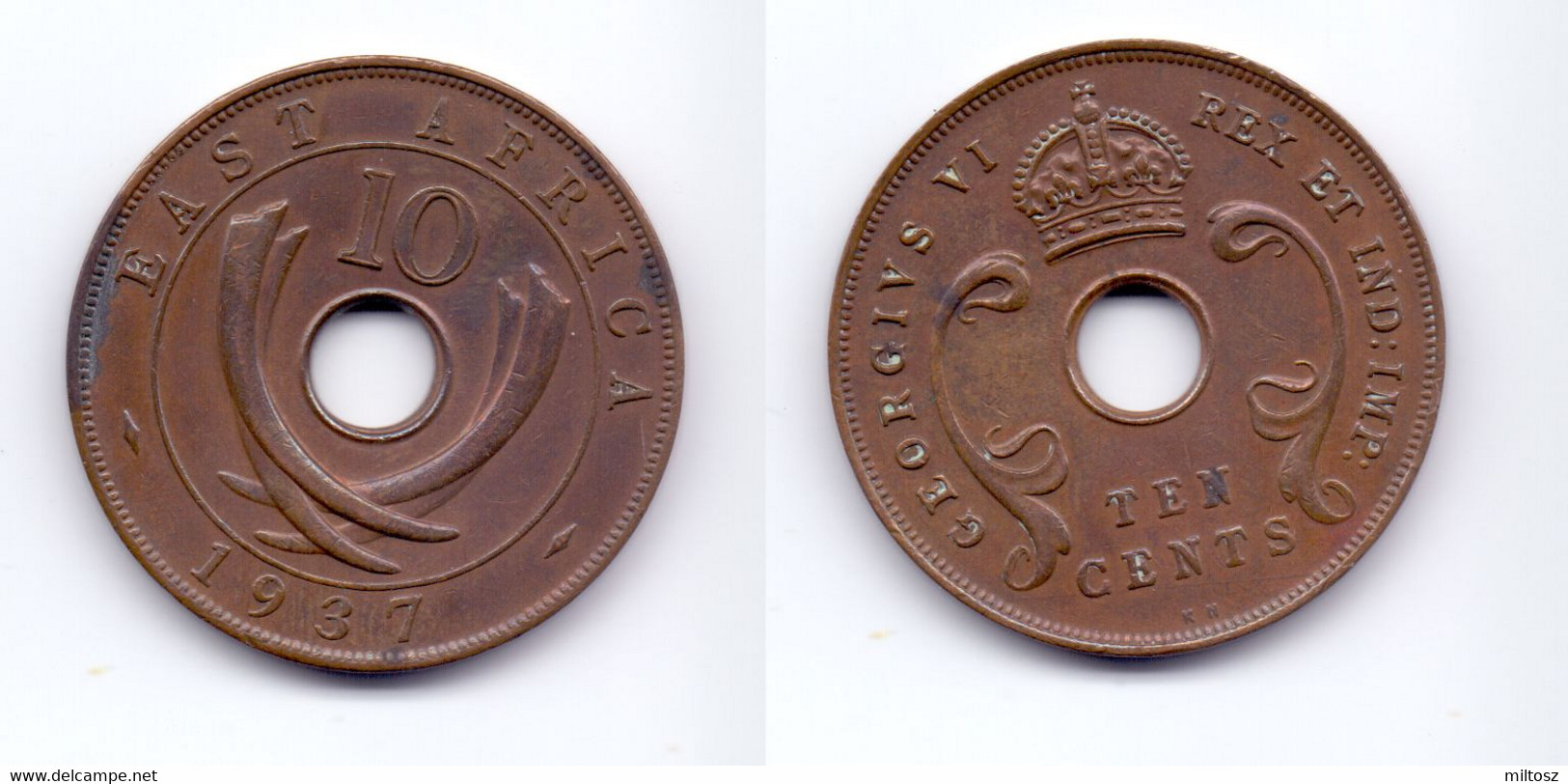 East Africa 10 Cents 1937 KN - British Colony