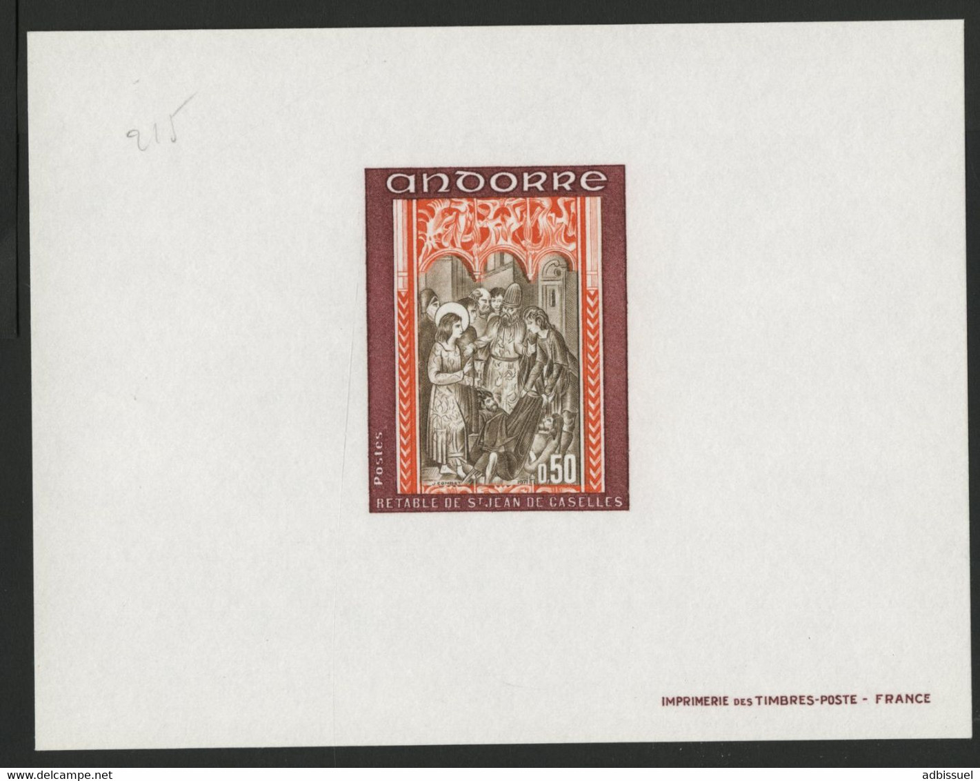 ANDORRE N° 215 EPREUVE DE LUXE 50 Ct RETABLE.  TB - Unused Stamps