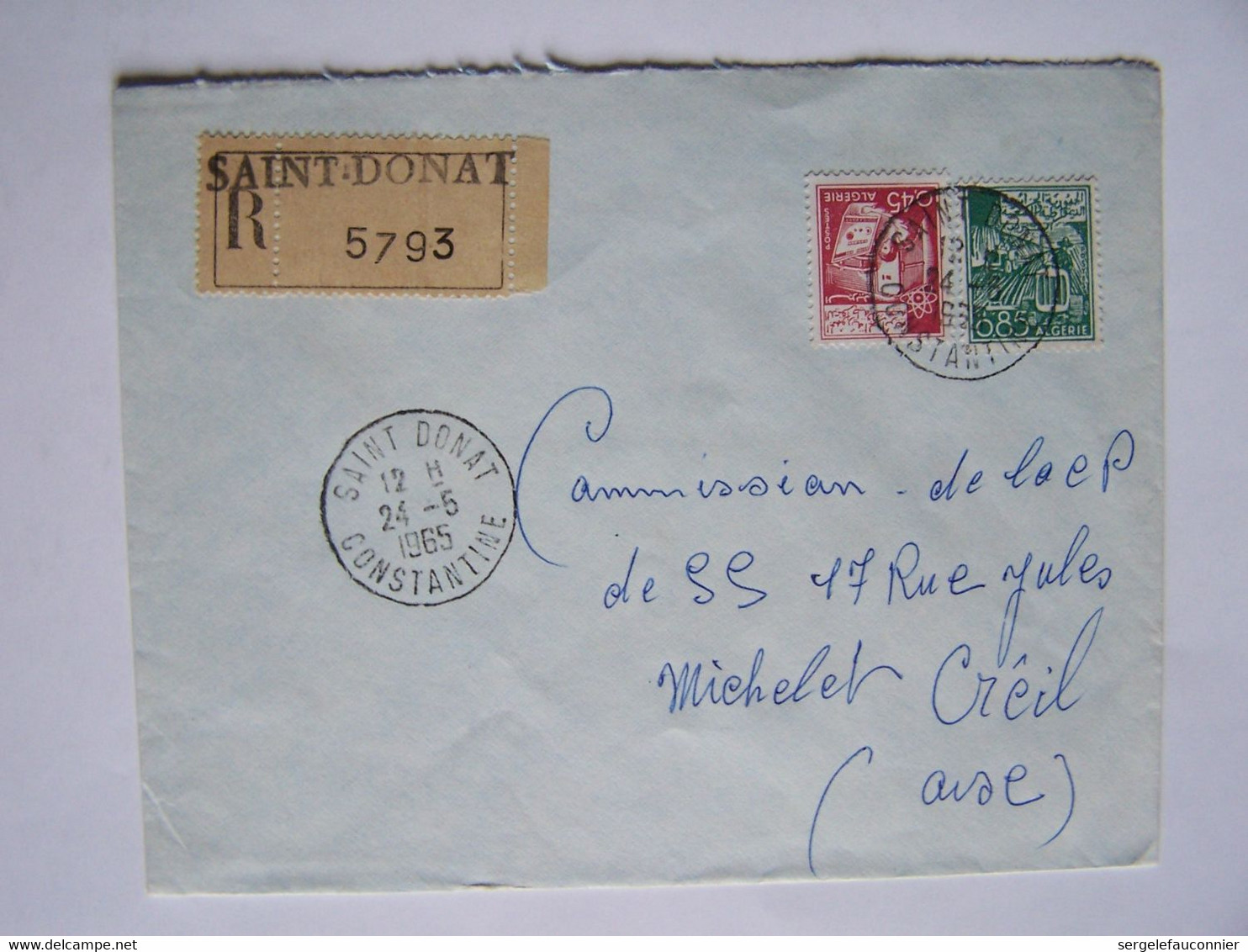 ALGERIE 24-5-1965 CONSTANTINE Vers OISE Timbres Sur Enveloppe - Algérie (1962-...)