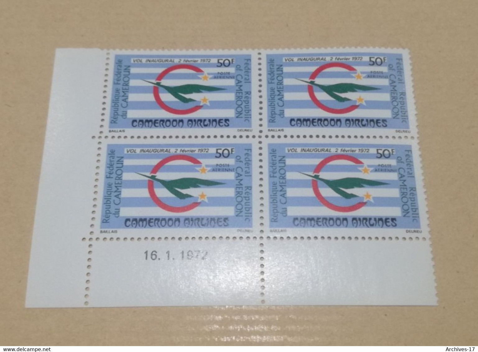 Bloc Coin Daté - 1972 Poste Aérienne Y&T N°196 - MNH ** - Camerún (1960-...)