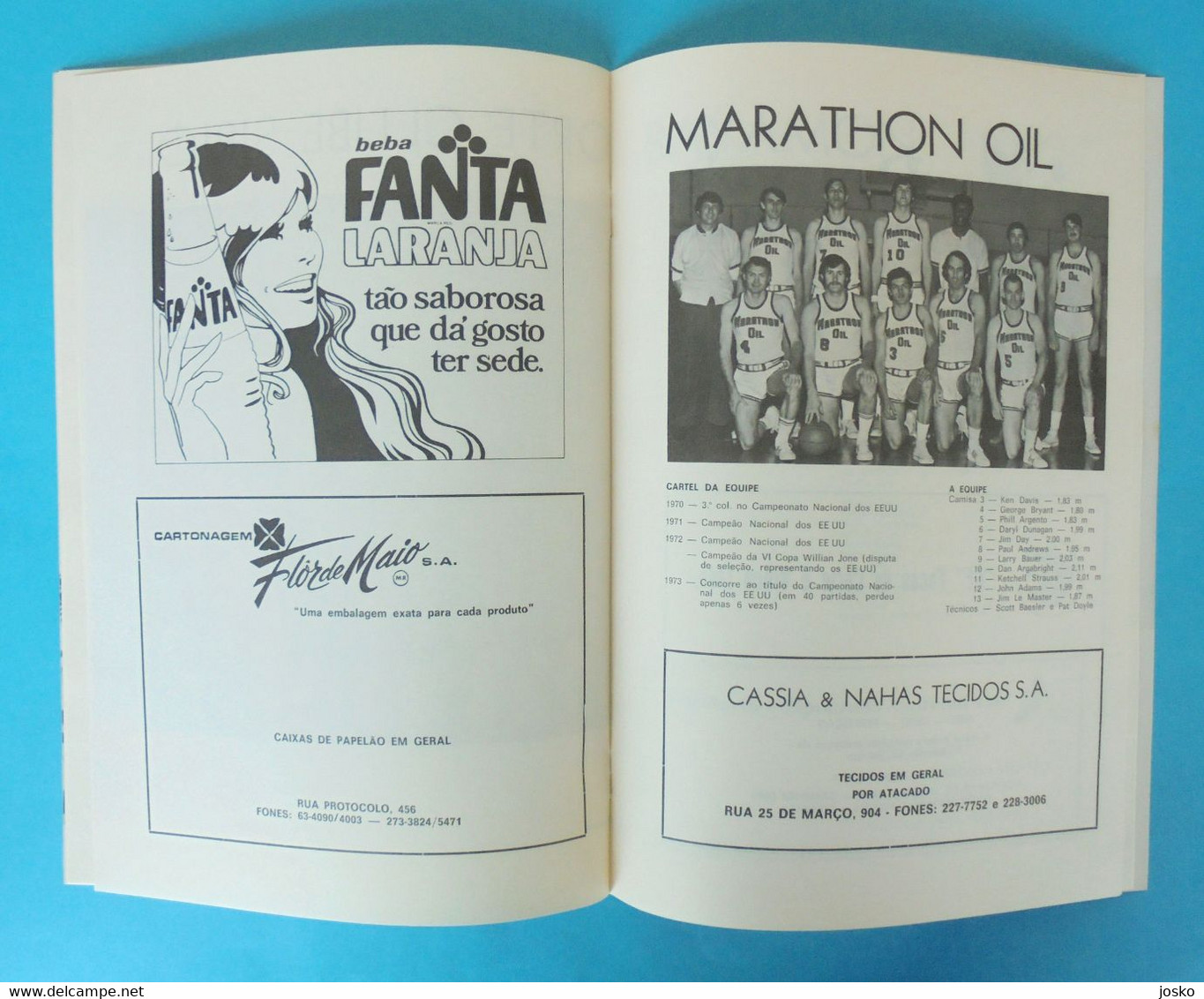 1973 FIBA INTERCONTINENTAL CUP Sao Paulo Brazil - basketball programme Ignis Varese Lexington Marathon Oil Sirio Bayamon