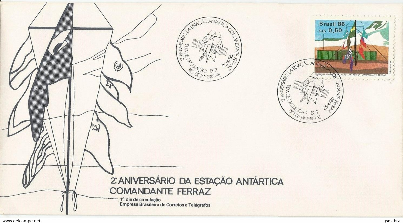 Brazil 1986: FDC - Brazilian Station In Antarctica. Flags, Scientific Research. - Onderzoeksprogramma's