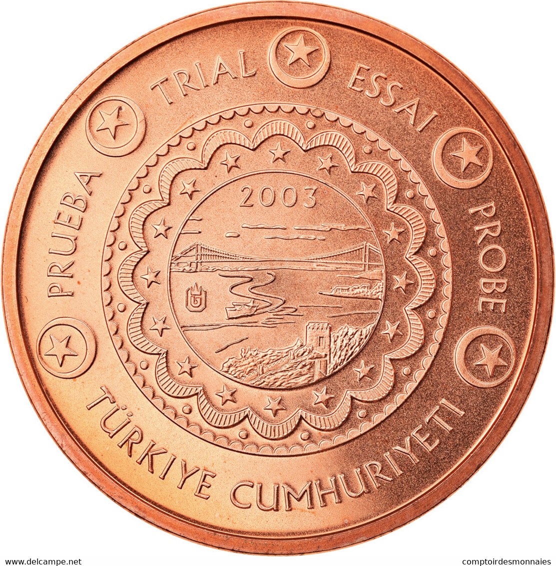 Turquie, Médaille, 5 C, Essai-Trial, 2003, Paranumismatique, FDC, Copper Plated - Pruebas Privadas