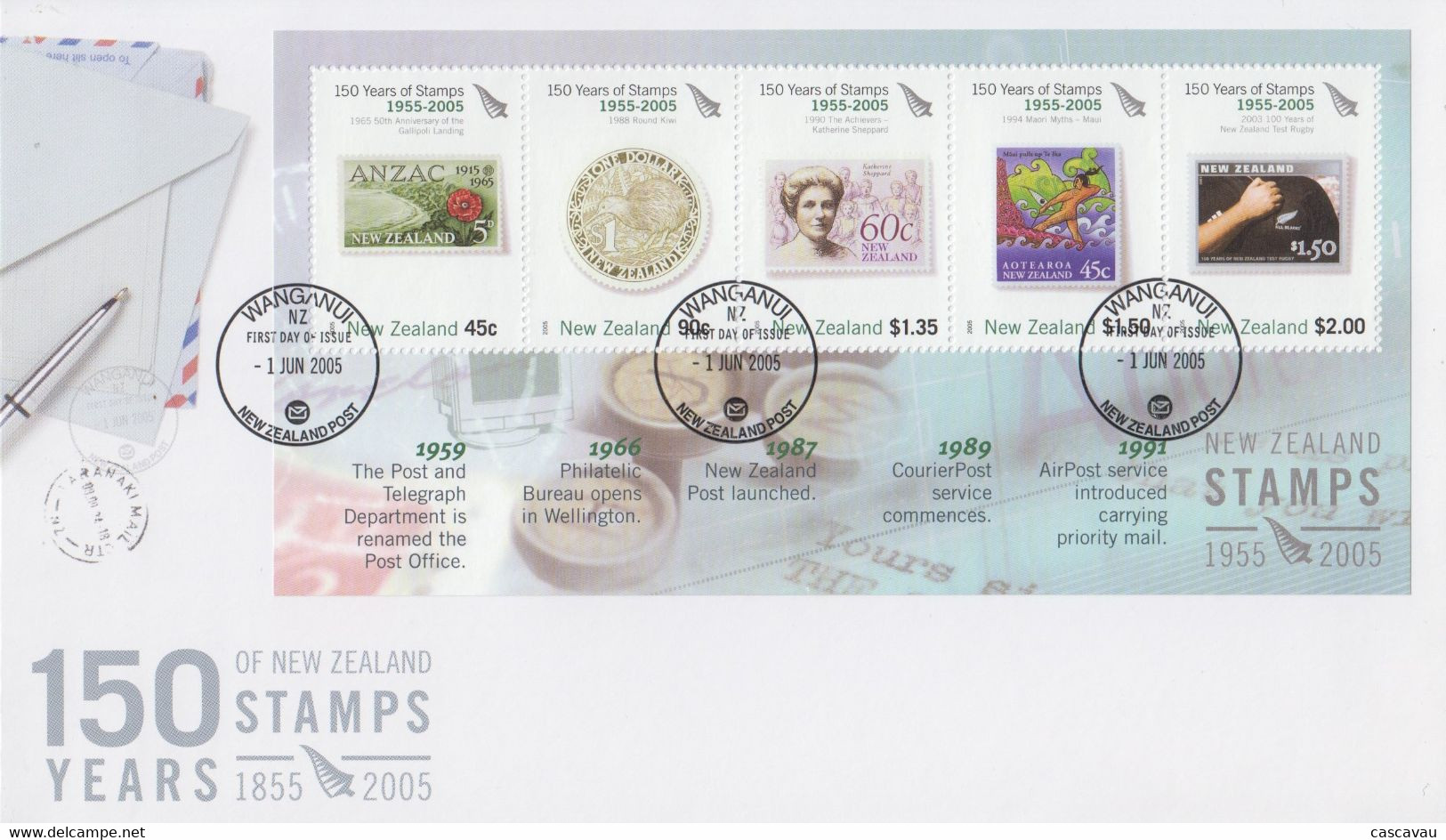 Enveloppe  FDC   1er Jour   NOUVELLE    ZELANDE    Bloc  Feuillet   1ers  Timbres  Néo Zélandais   2005 - FDC