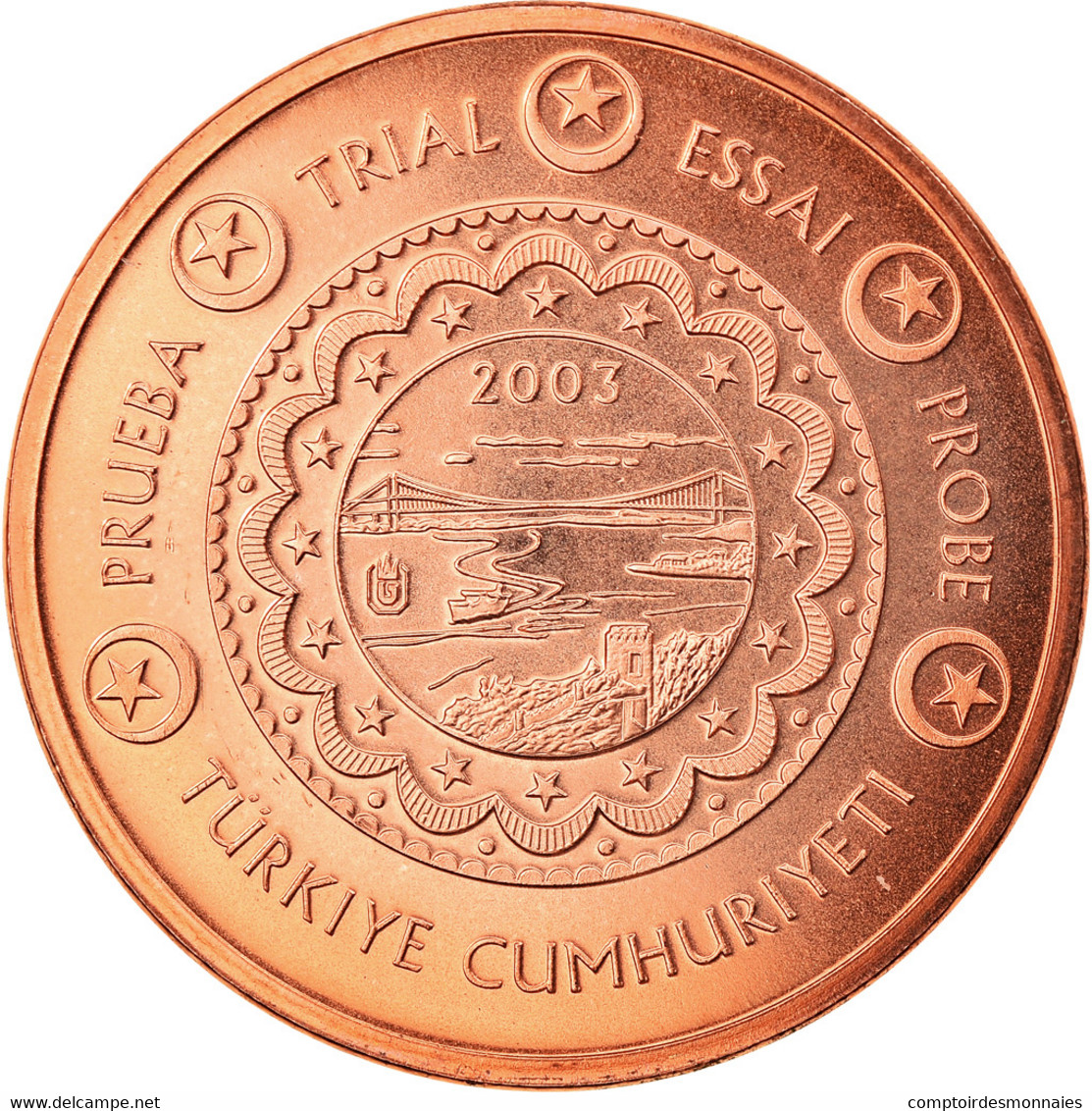 Turquie, Médaille, 2 C, Essai Trial, 2003, Paranumismatique, FDC, Copper Plated - Pruebas Privadas